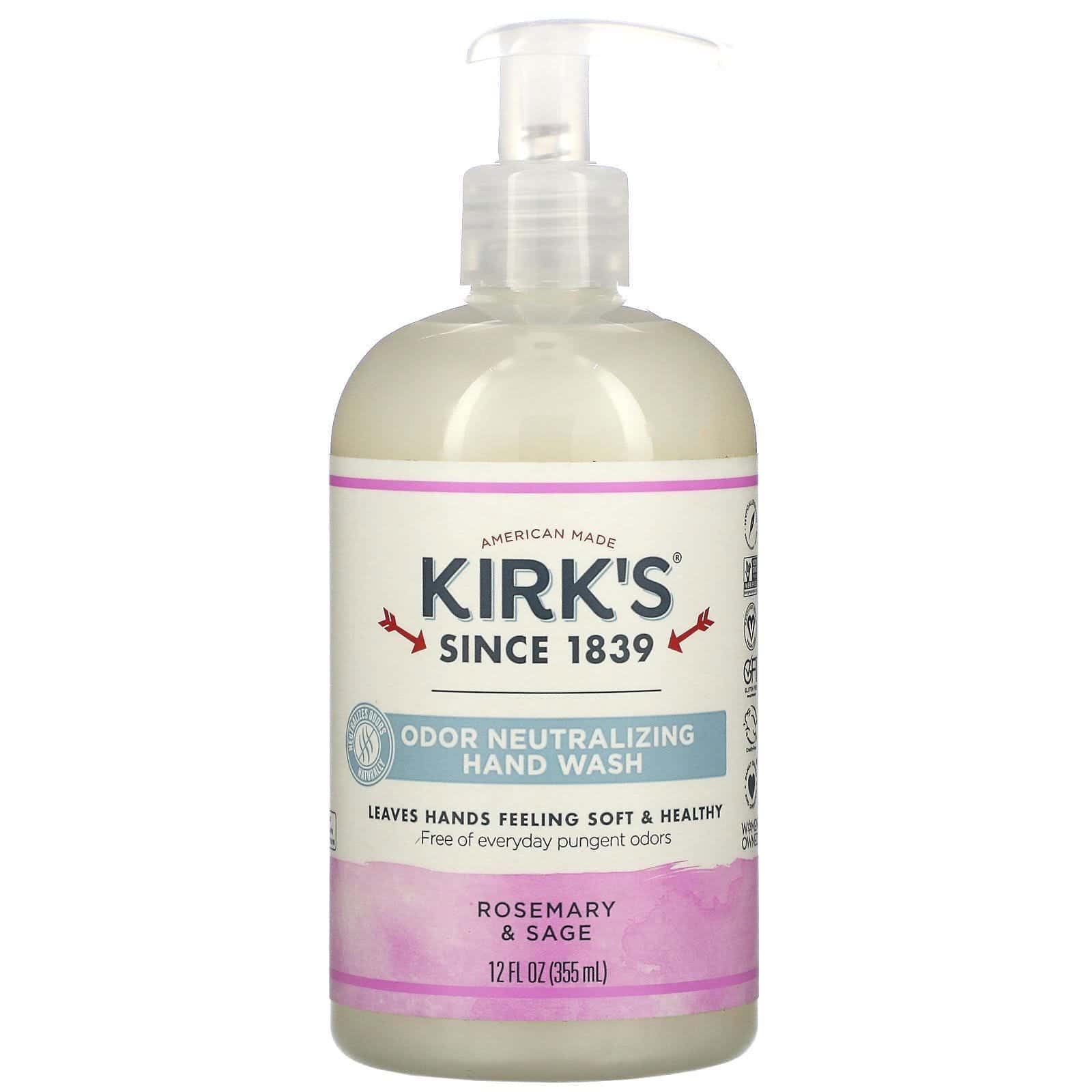Kirk's, Gel para manos que neutraliza olores, romero y salvia, 12 fl. Oz (355 ml)
