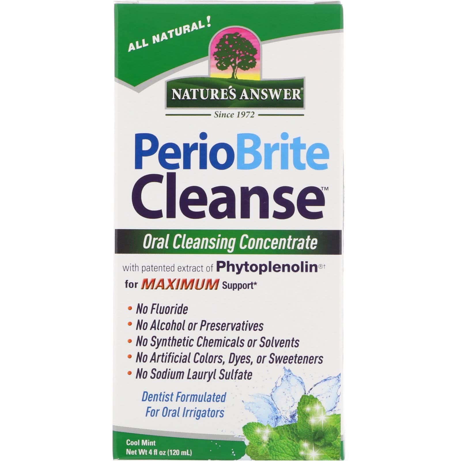 Nature's Answer, PerioBrite Cleanse, Concentrado para la limpieza oral, Menta fresca, 4 oz fl (120 ml)