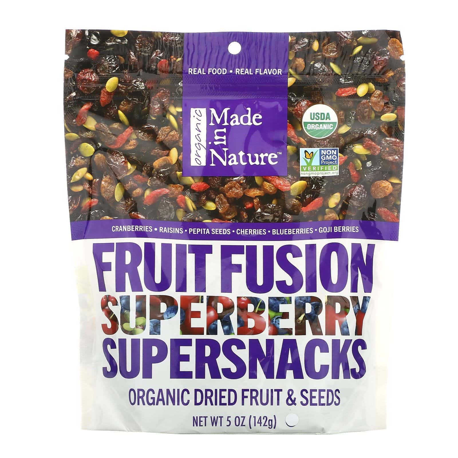 Made in Nature, Superaperitivos orgánicos de fusión de fruta con superbayas, 5 oz (142 g)