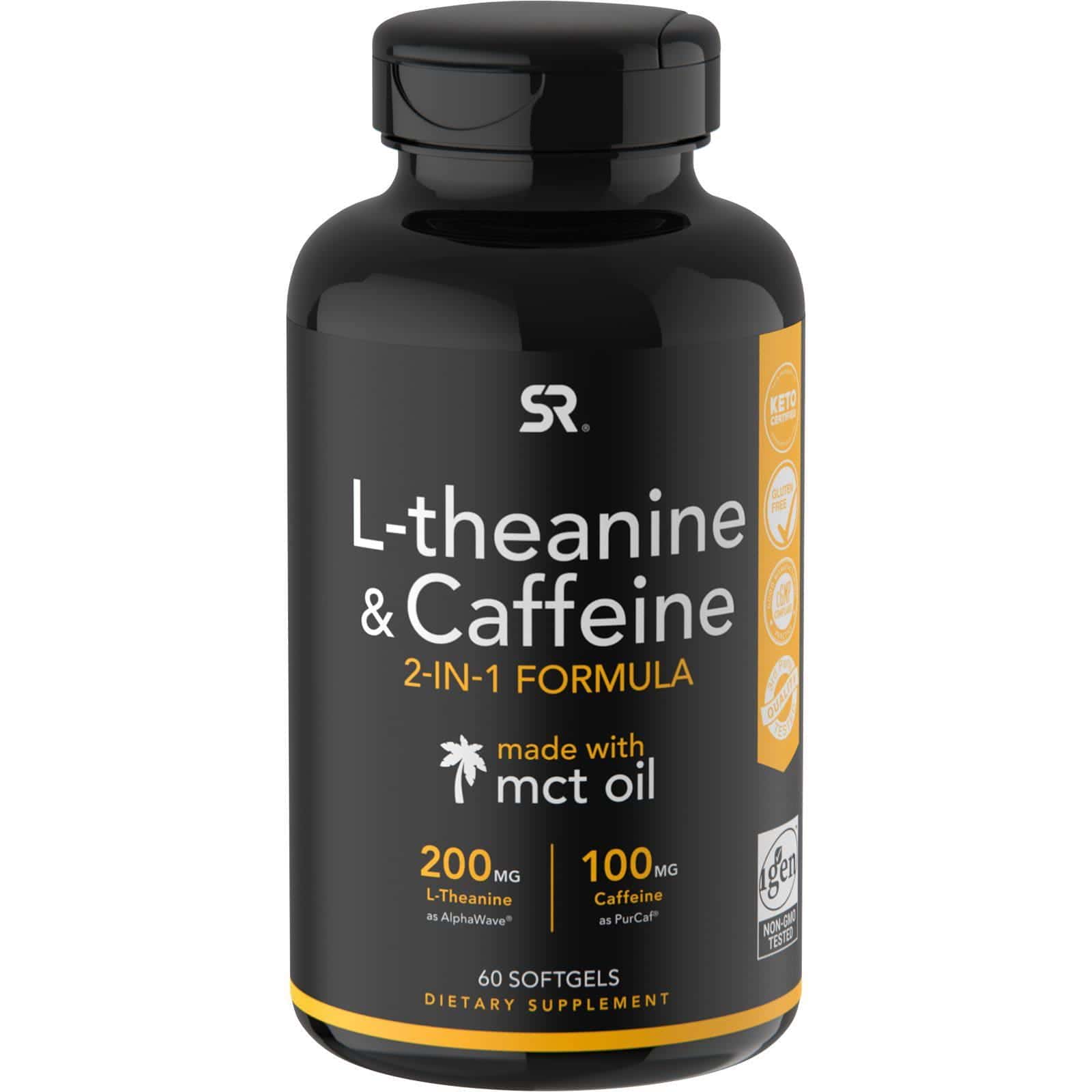 Sports Research, L-Theanine & Caffeine with MCT Oil, 60 Softgels