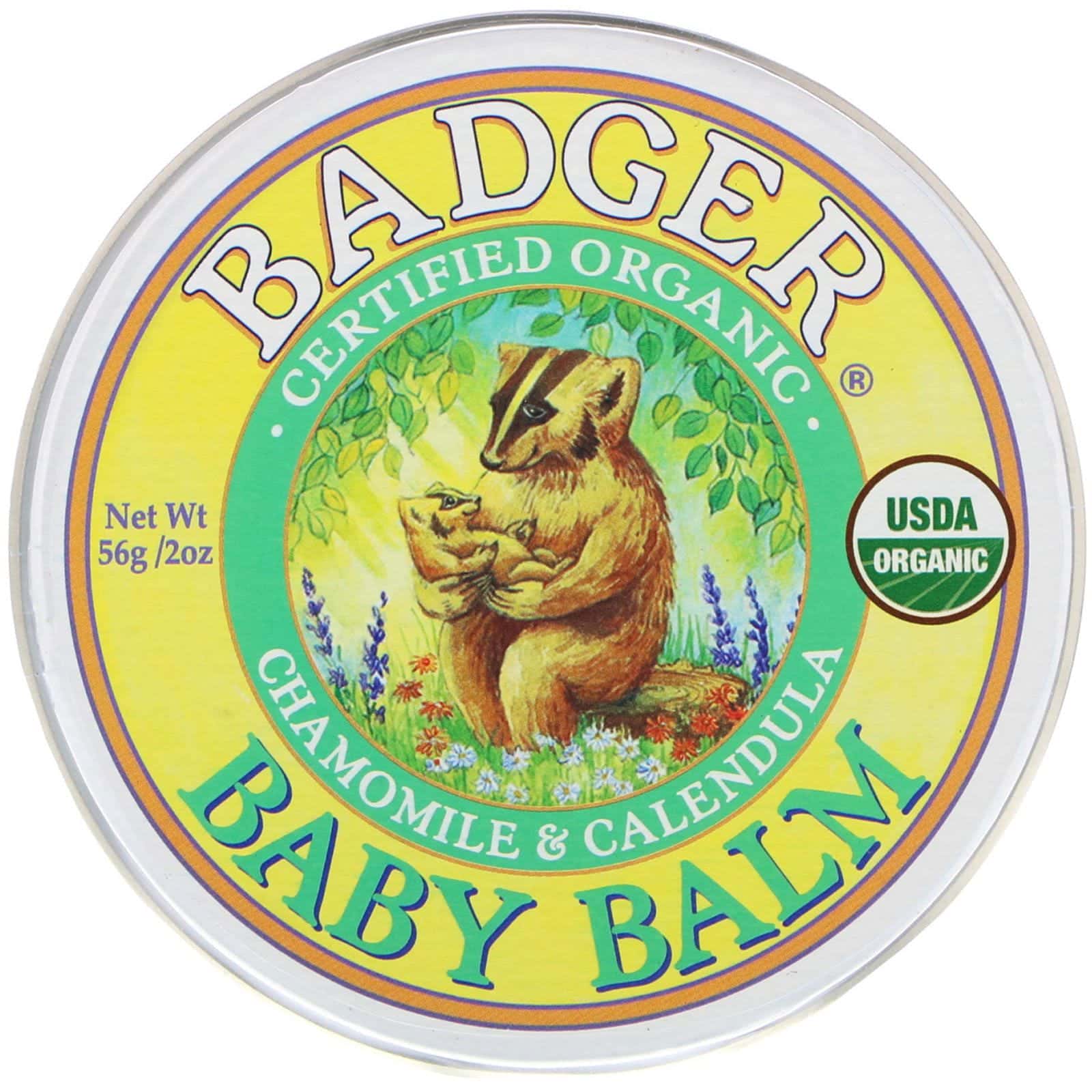 Badger Company, Producto orgánico, Bálsamo para bebés, Manzanilla y caléndula, 56 g (2 oz)