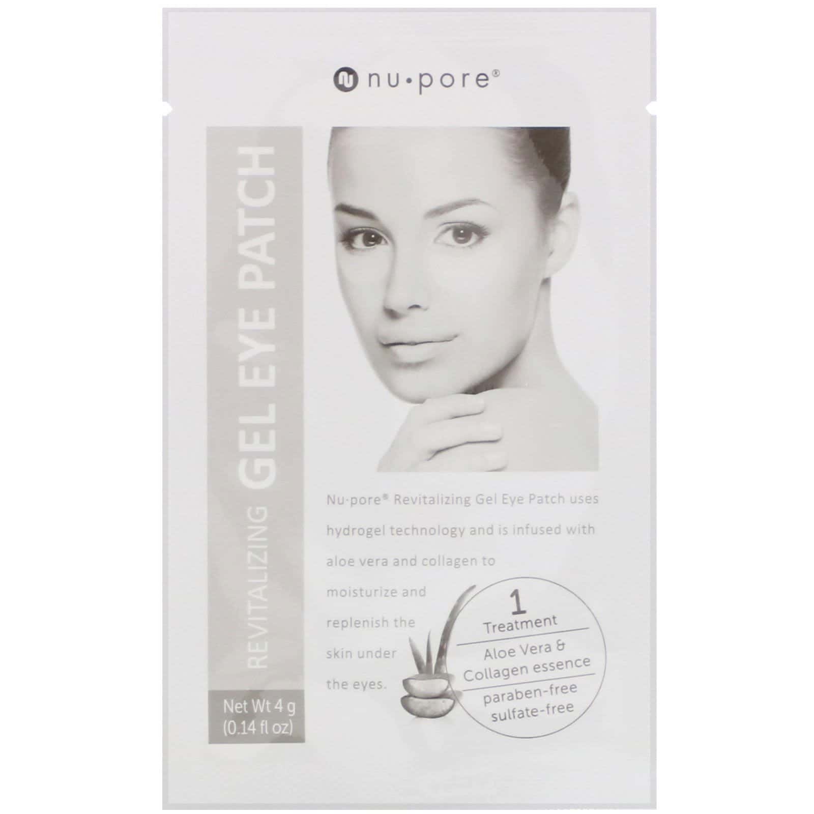 Nu-Pore, Parches de gel revitalizantes, con extracto de aloe vera, 4 parches