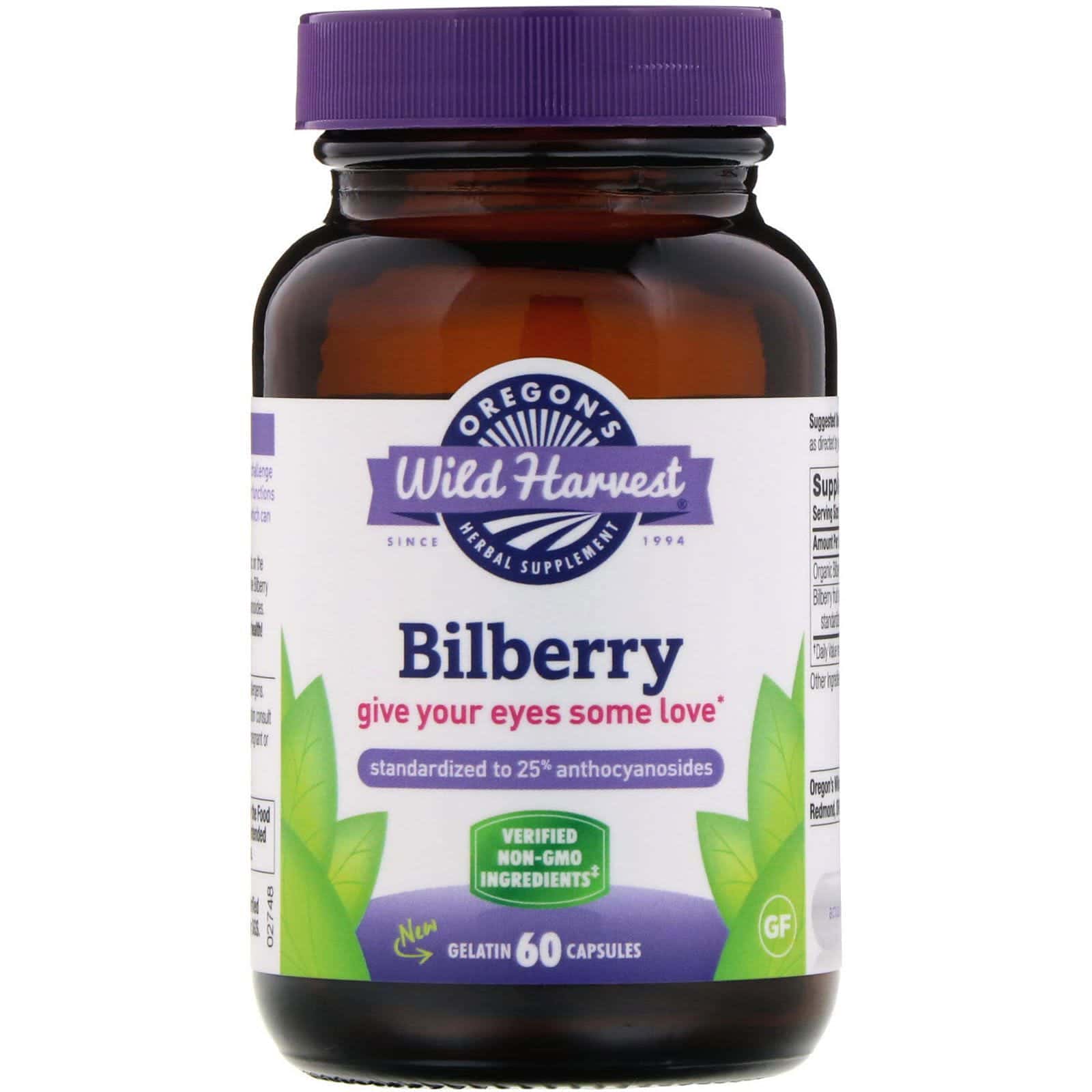 Oregon's Wild Harvest, Bilberry, 60 Gelatin Capsules