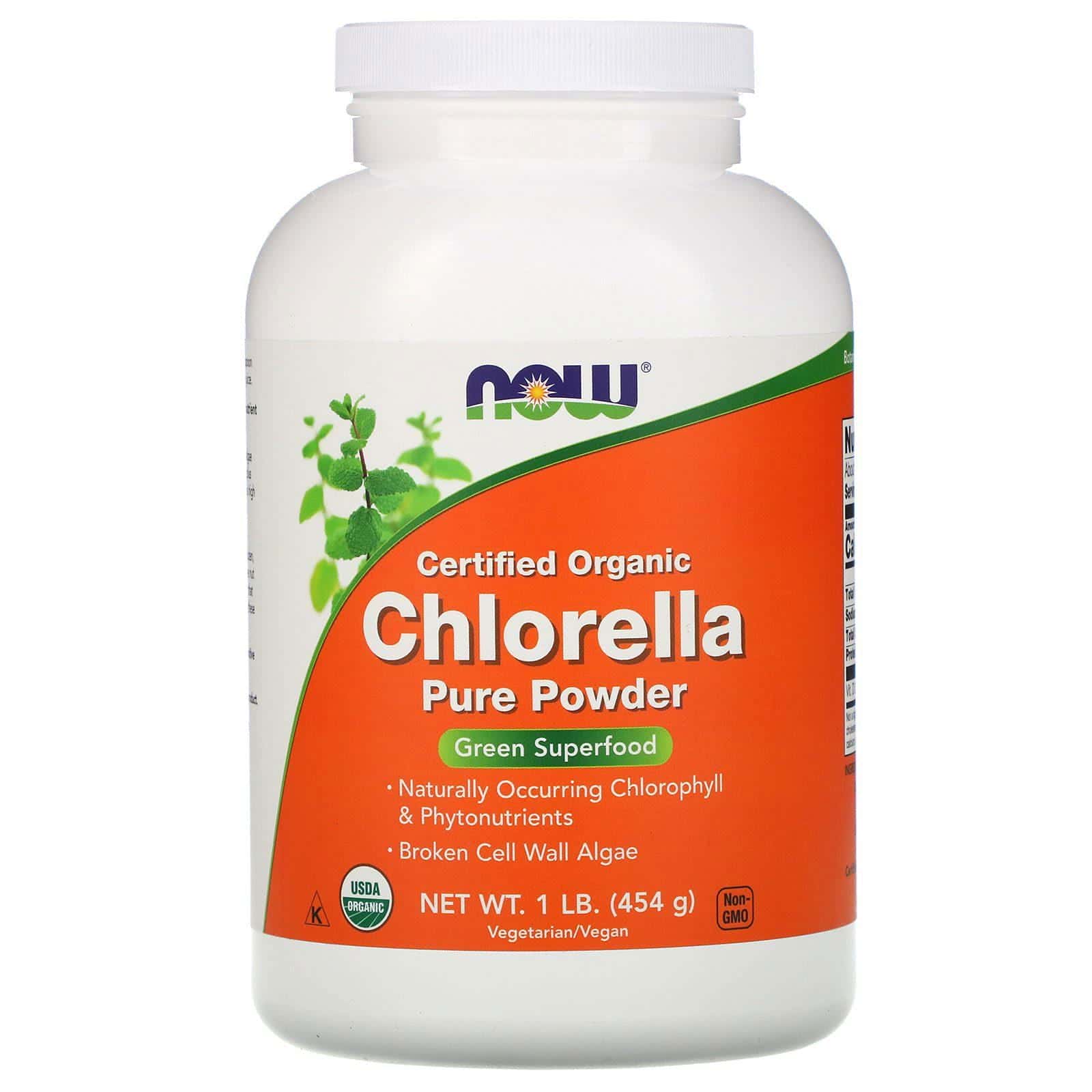 Now Foods, Chlorella orgánica certificada pura en polvo, 454 g (1 lb)