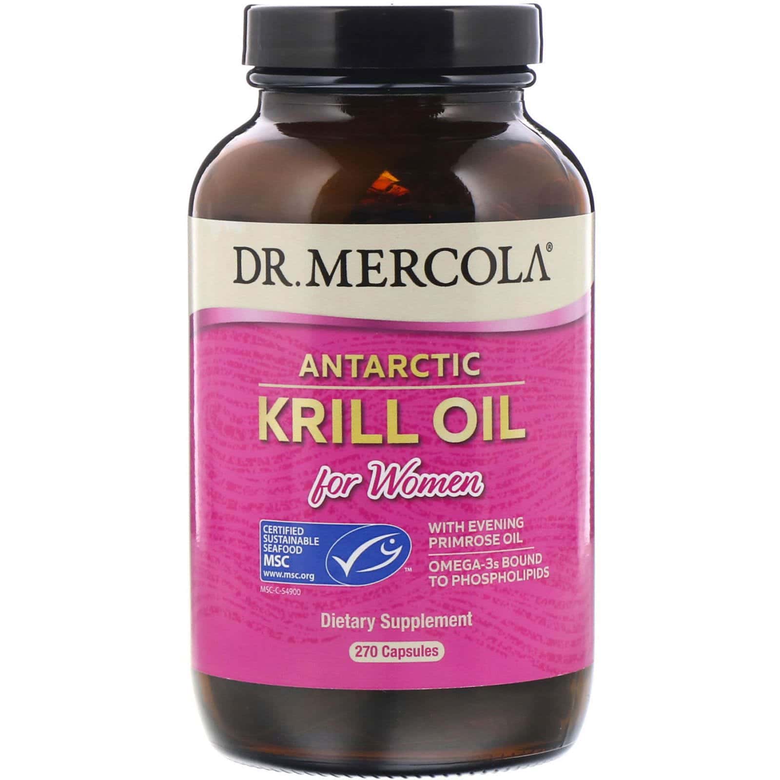 Dr. Mercola, Aceite de Krill Antártico para Mujeres, 270 cápsulas