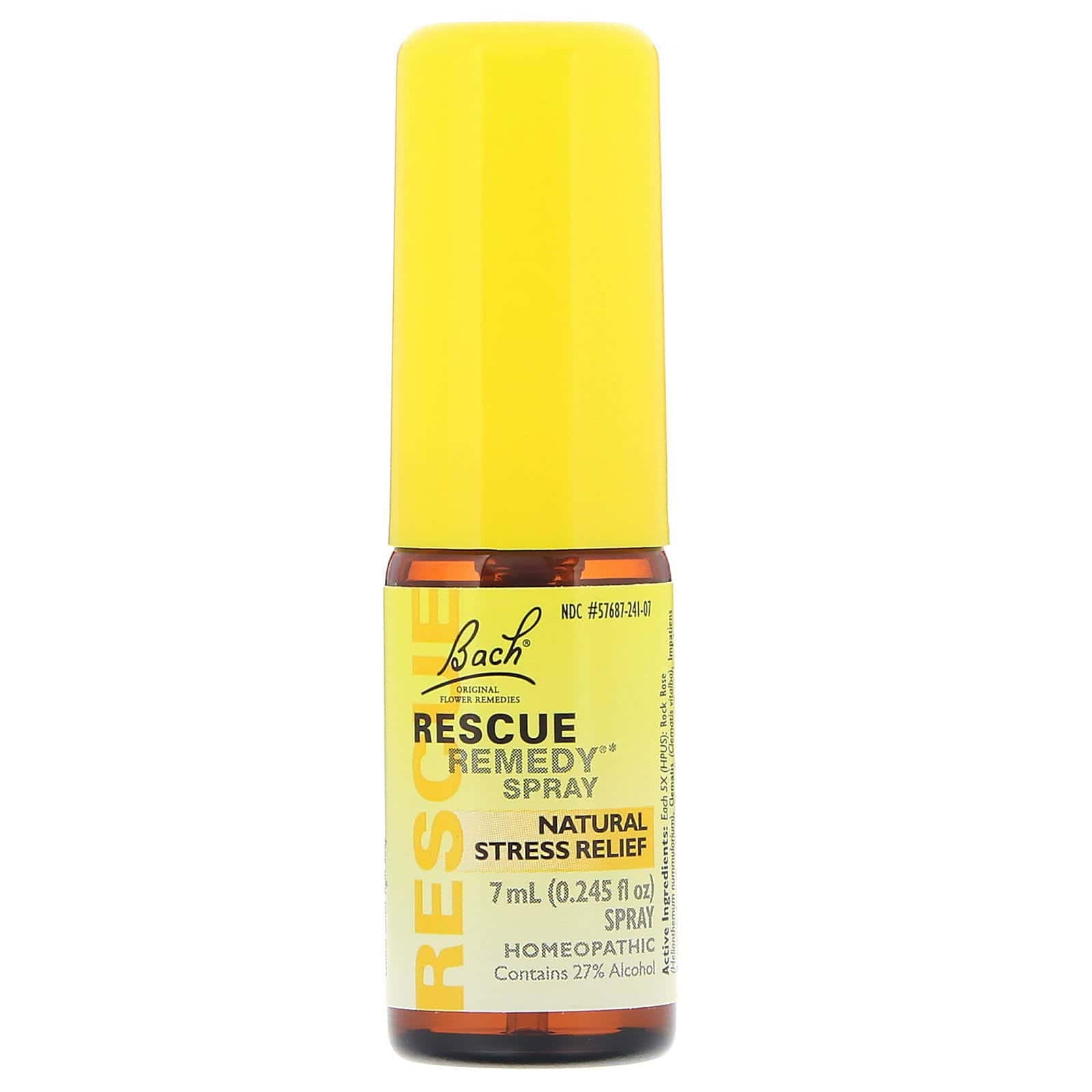 Bach, Remedio original de flores, Rescue Remedy, spray para el alivio natural del estrés, 0,245 fl oz (7 ml)