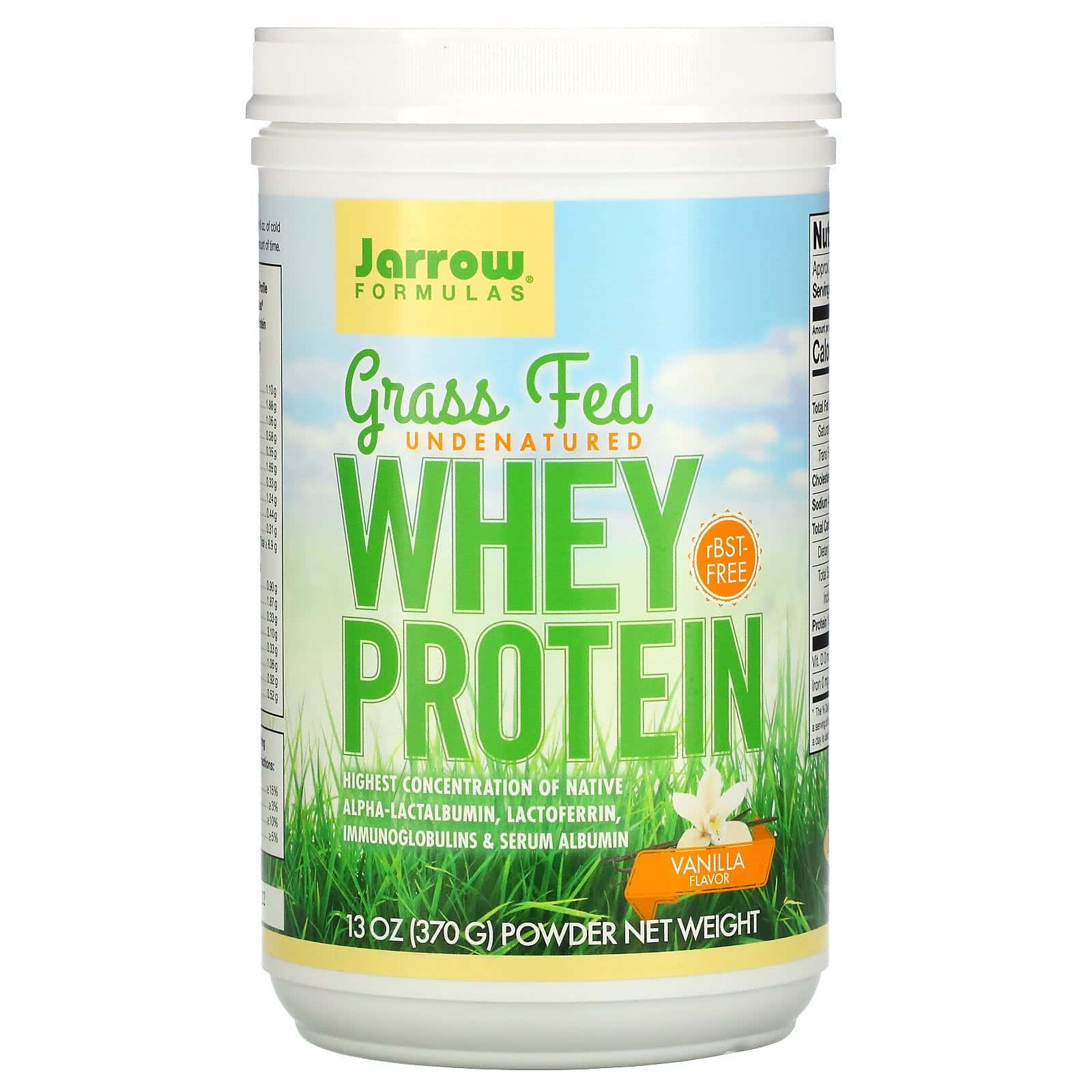 Jarrow Formulas, Proteína de suero de leche proveniente de animales alimentados con pasturas, Sabor a vainilla, 370 g (13 oz)