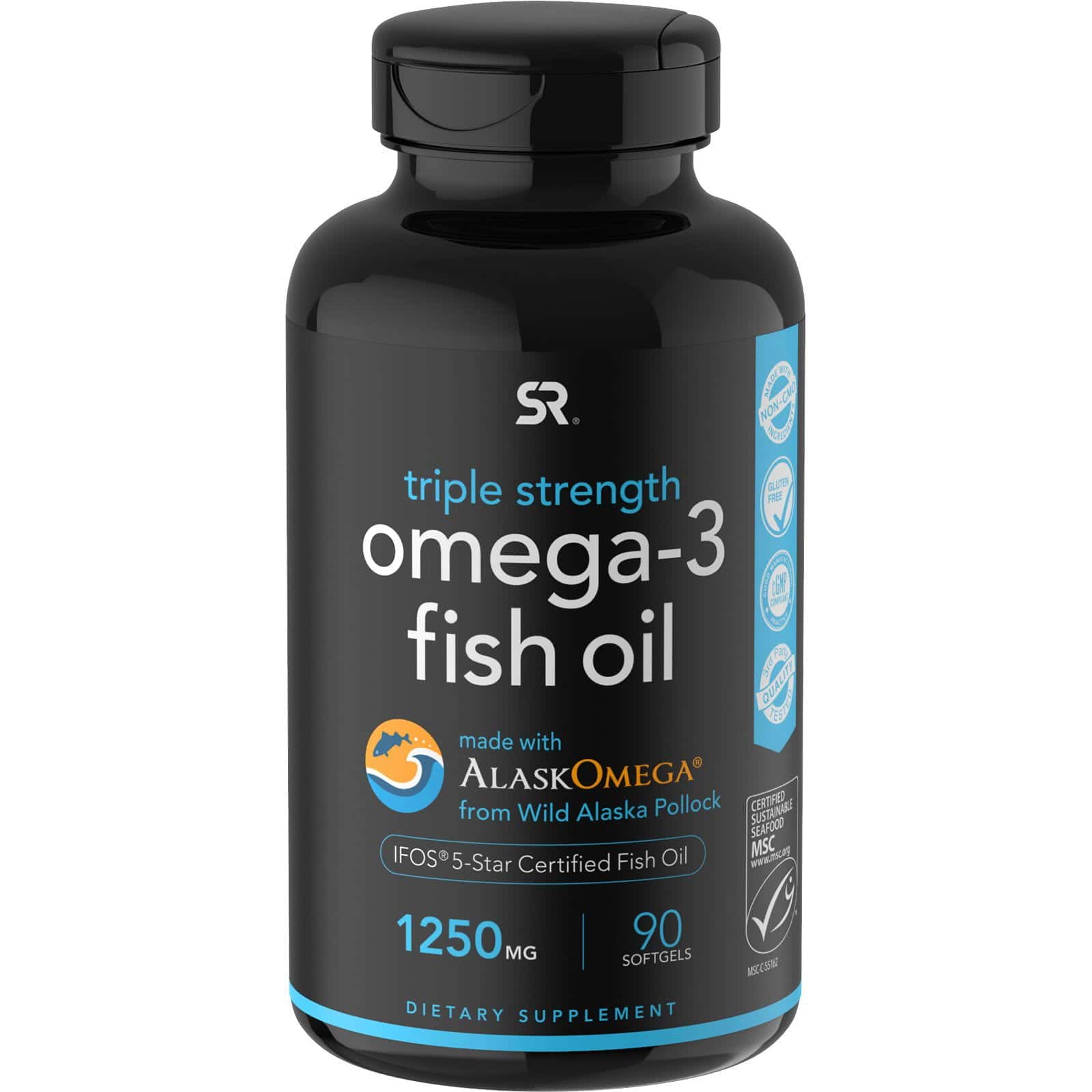 Sports Research, Omega-3 Fish Oil, Triple Stength, 1,250 mg, 90 Softgels
