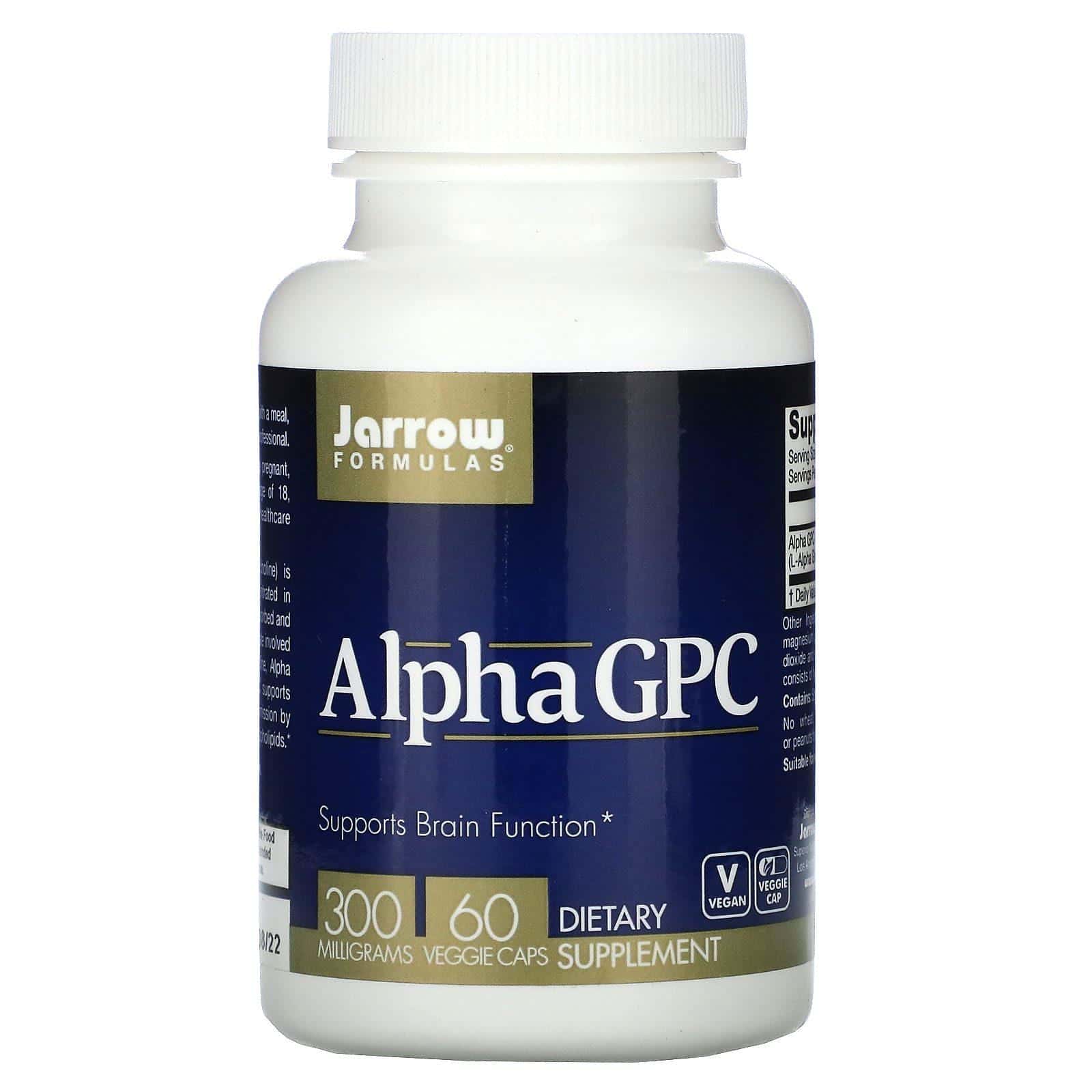 Jarrow Formulas, Alfa-GPC, Suplemento alimentario, 300 mg, 60 cápsulas vegetales