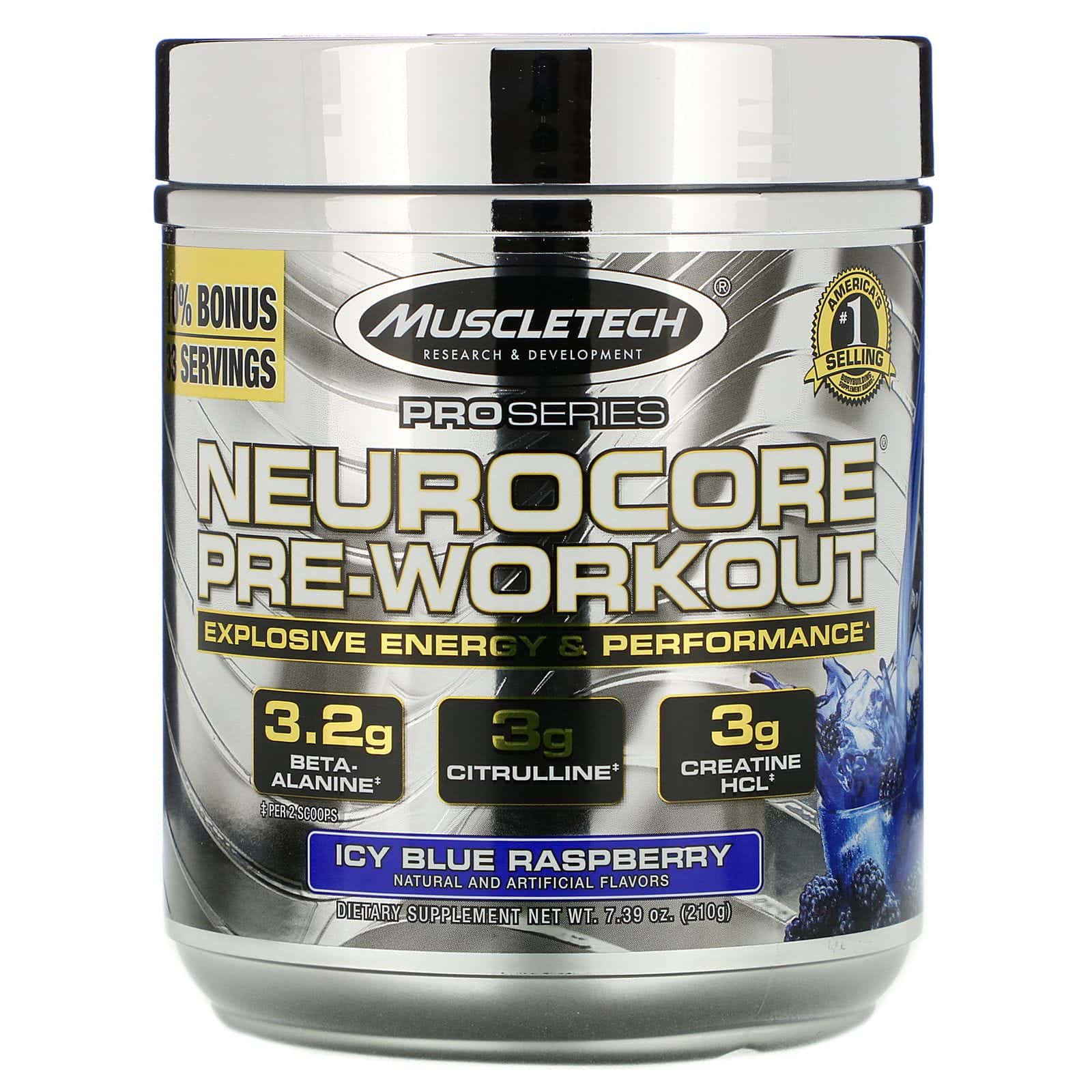 Muscletech, Pro Series, Nuerocore Preentrenamiento, frambuesa azul helada, 8,08 oz (229 g)