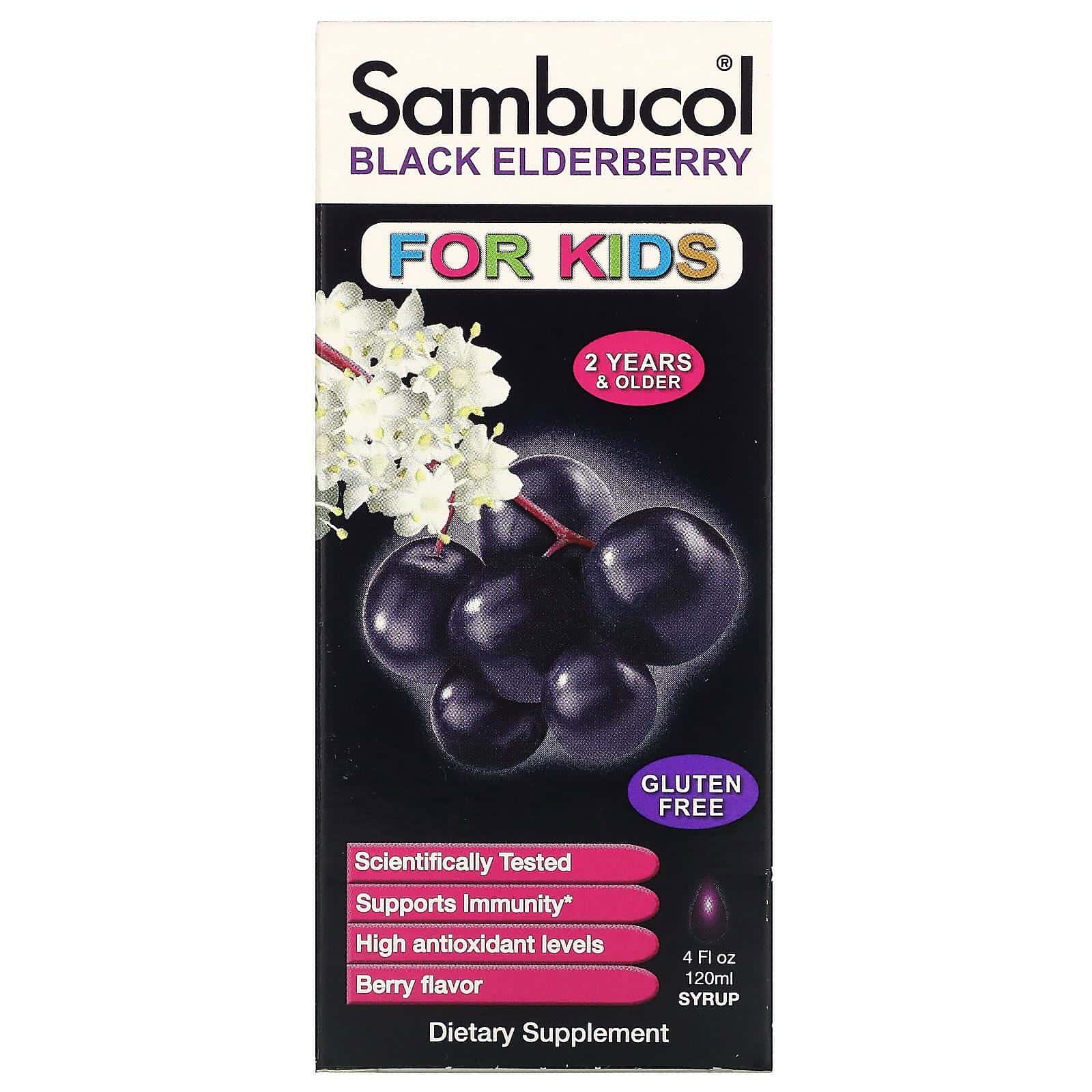 Sambucol, Jarabe de saúco negro, para niños, sabor a bayas, 4 fl oz (120 ml)