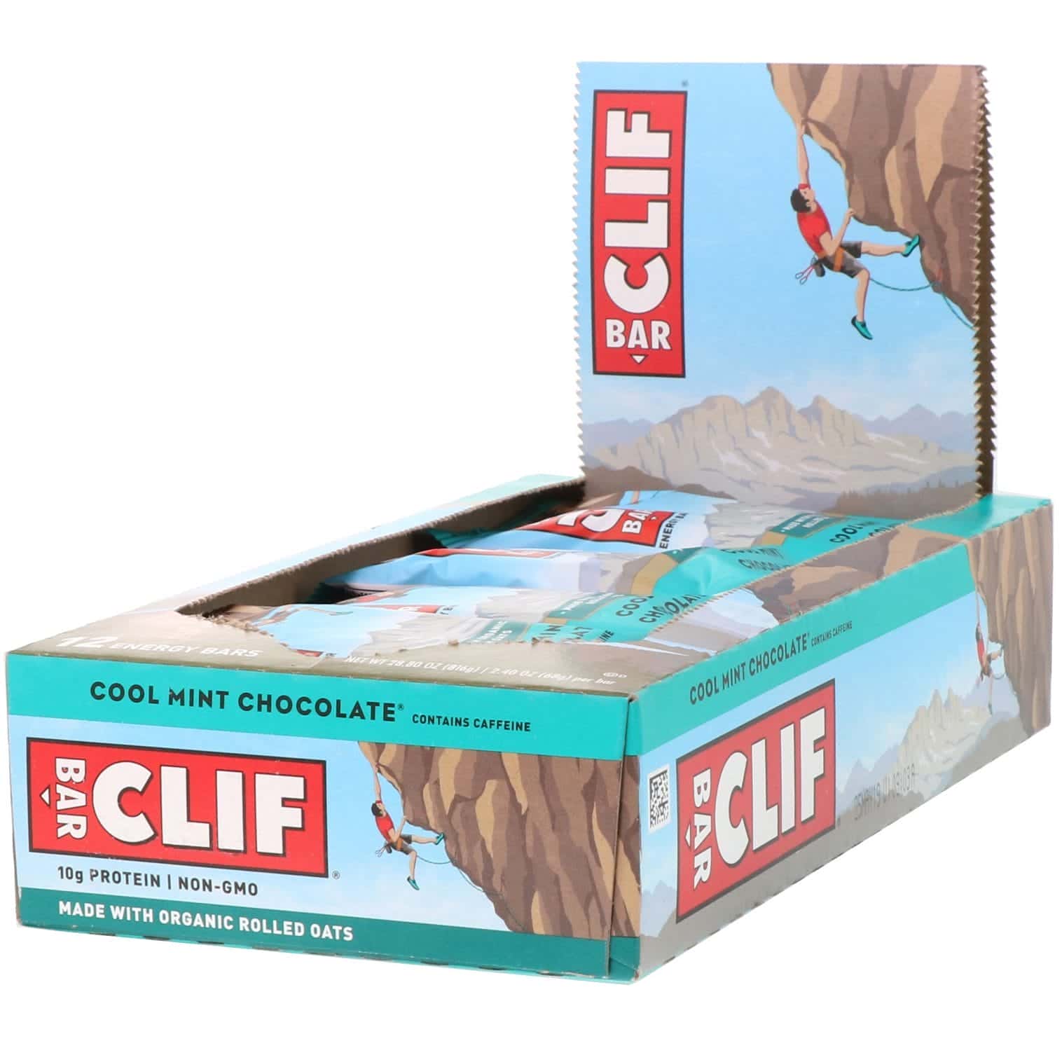 Clif Bar, Barras de Energía, Chocolate y Menta Fresca, 12 Barras, 2.40 oz (68 g) Cada Una