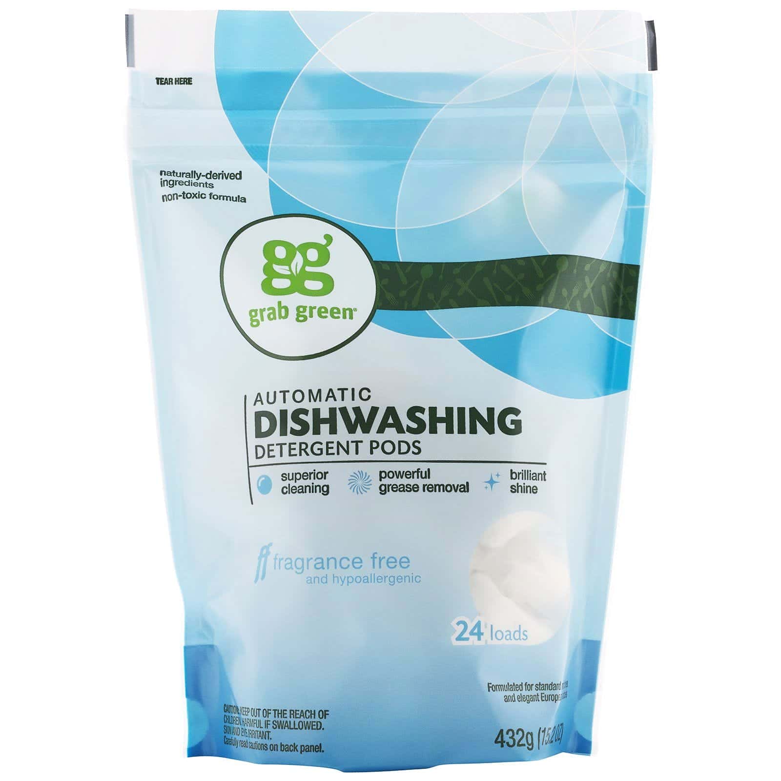 Grab Green, Pastillas para el lavavajillas automático, Sin Fragancia, 24 Cápsulas, 15.2 oz (432 g)