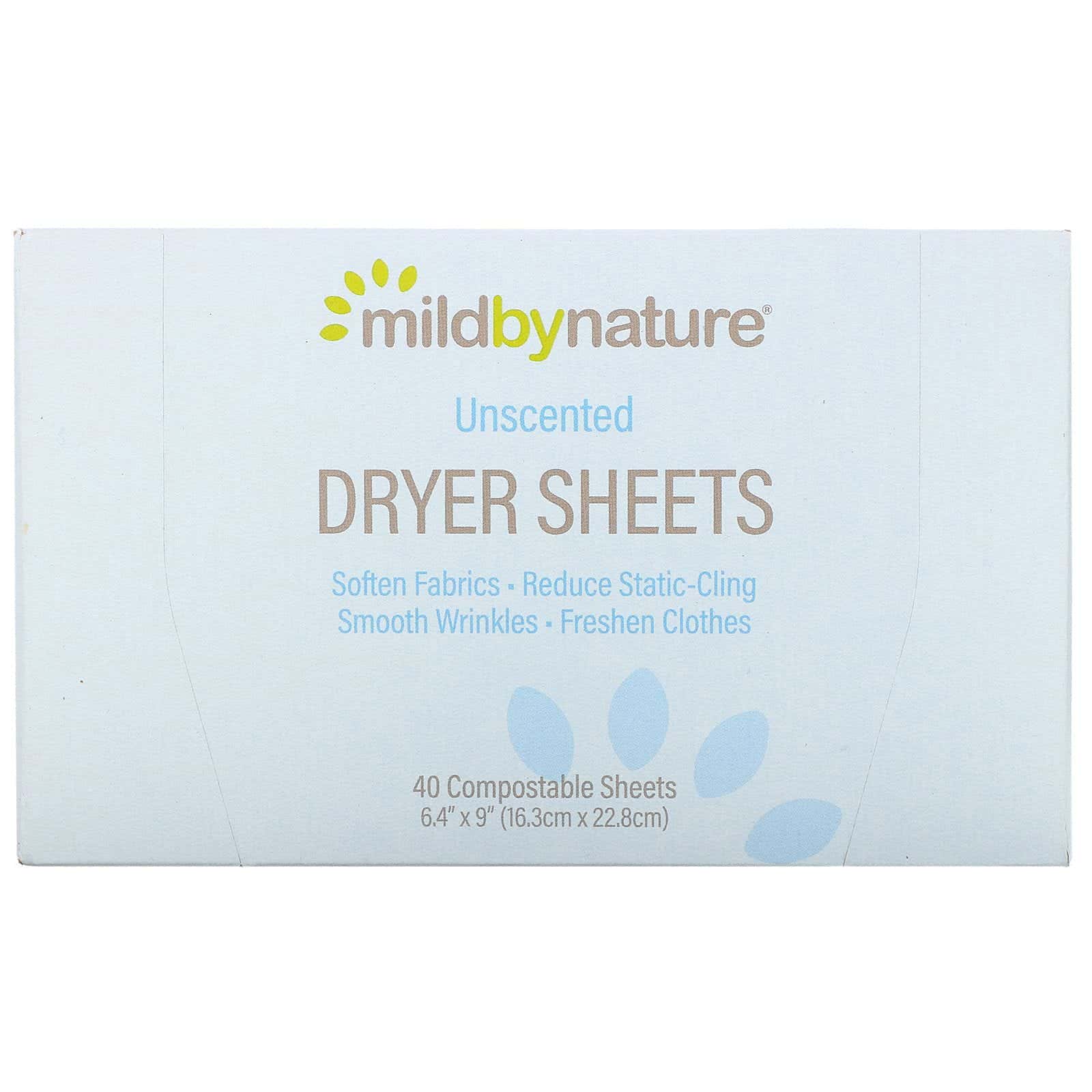 Mild By Nature, Toallitas para secadora, Sin fragancia, 40 toallitas compostables