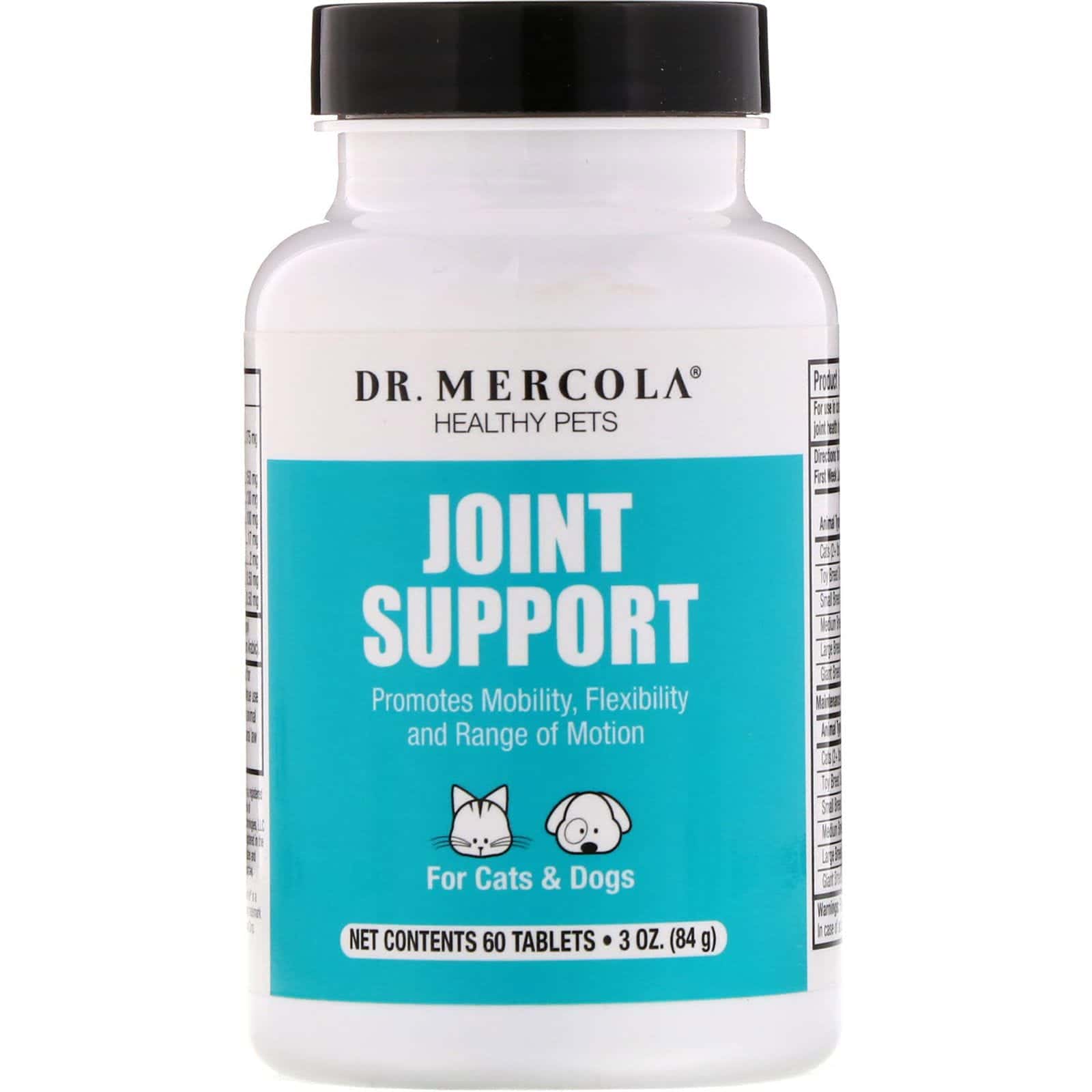 Dr. Mercola, apoyo para las articulaciones, con BiovaPlex, para mascotas, 60 tabletas