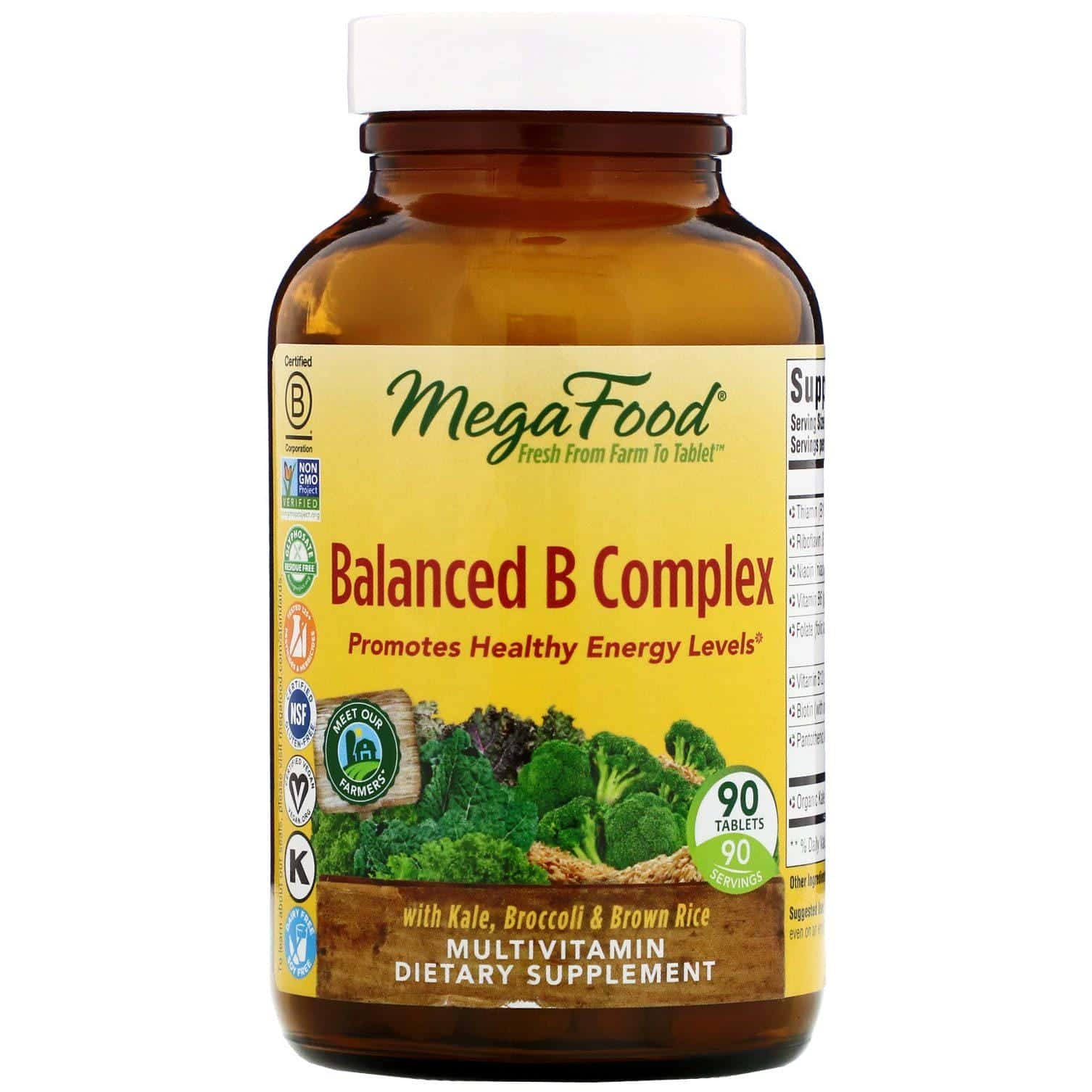 MegaFood, DailyFoods, complejo B balanceado, 90 tabletas