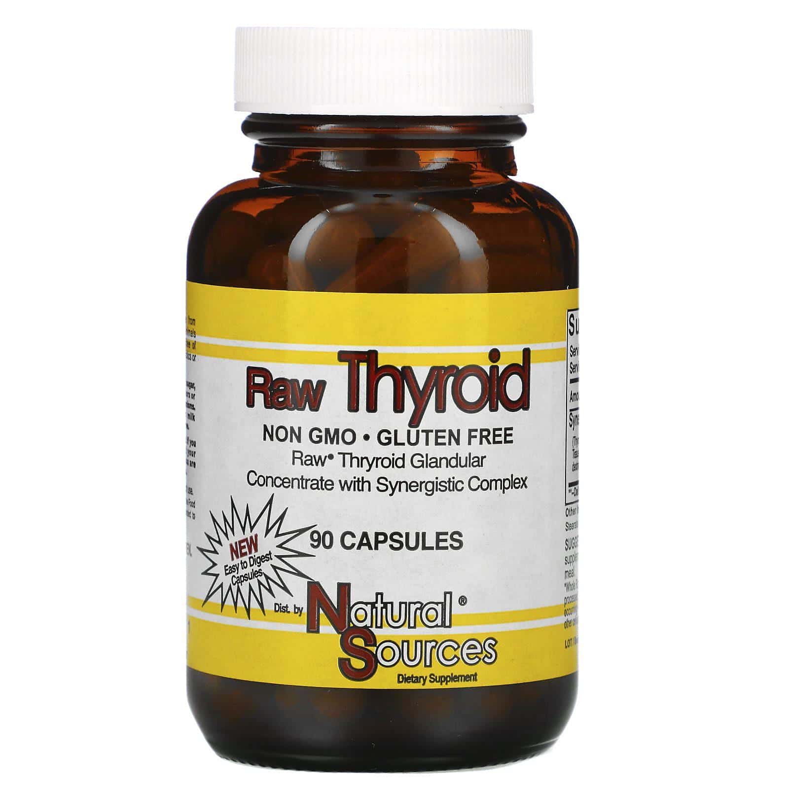 Natural Sources, Concentrado glandular de tiroides cruda, 90 cápsulas
