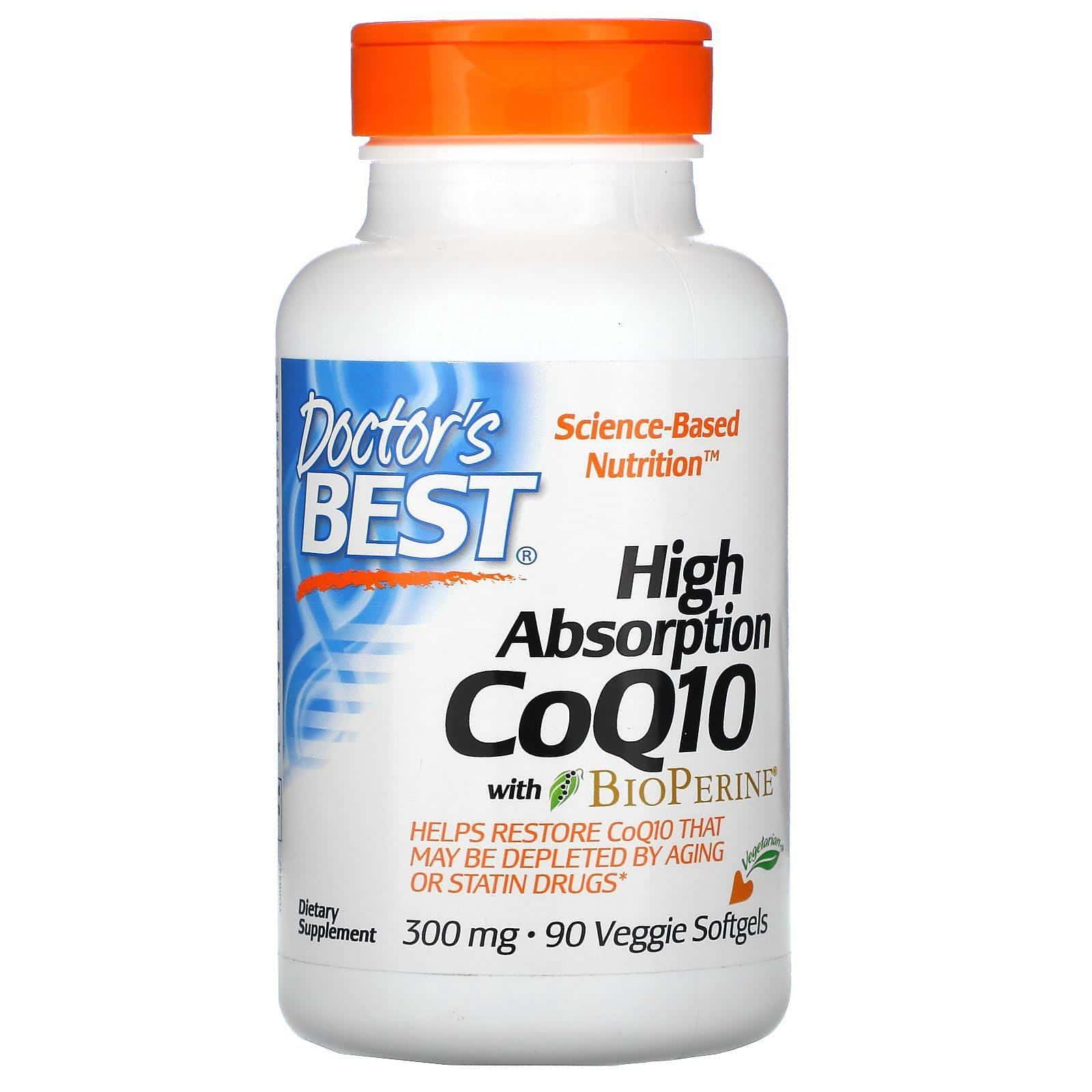 Doctor's Best, CoQ10 de alta absorción con BioPerine, 300 mg, 90 cápsulas blandas vegetales