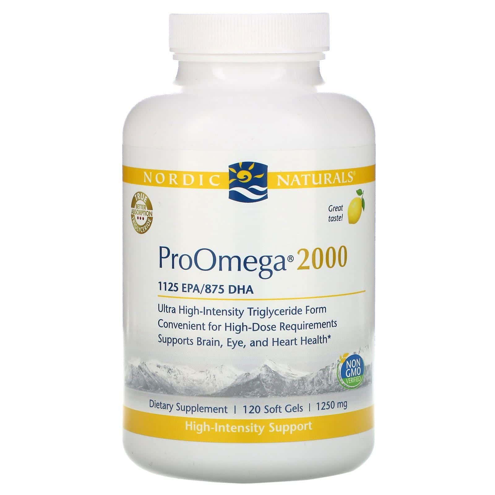 Nordic Naturals, ProOmega 2000, limón, 1250 mg, 120 cápsulas blandas