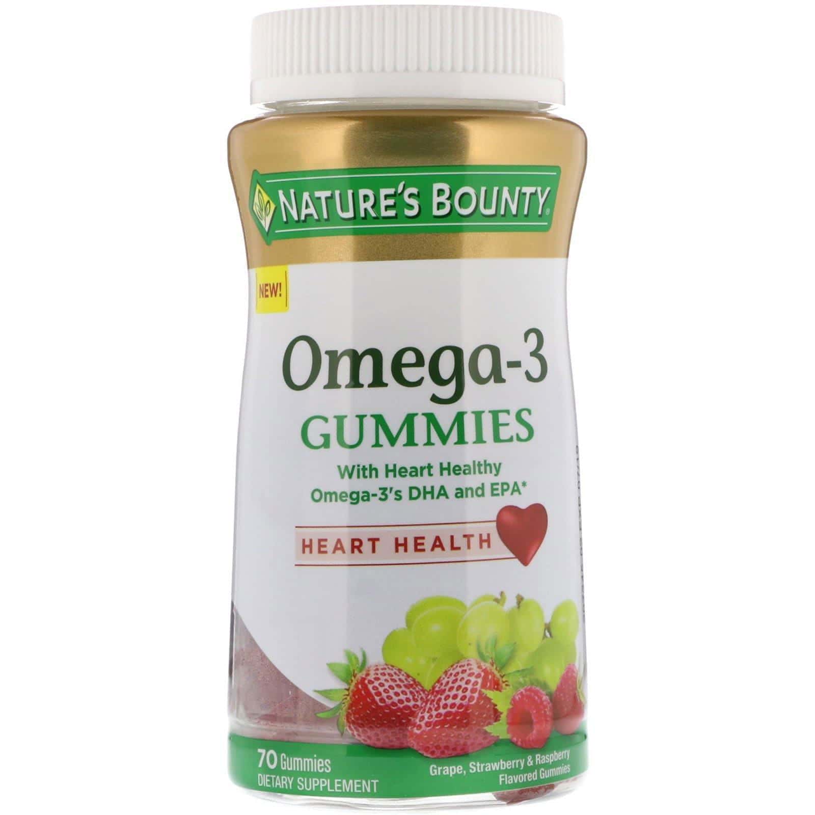 Nature's Bounty, Gomitas con omega-3, sabor a uva, fresa y frambuesa, 70 gomitas