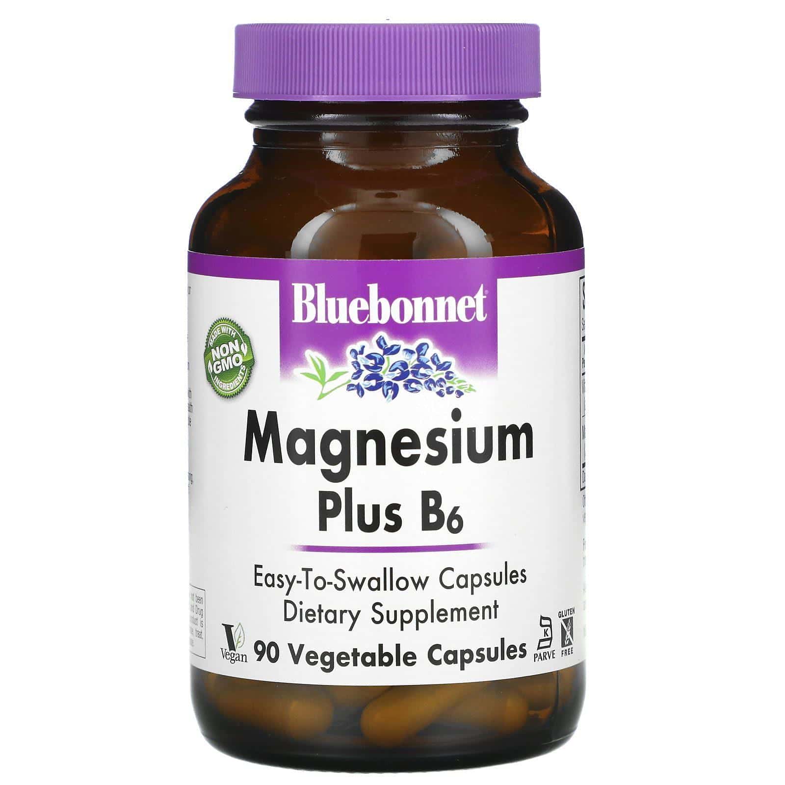 Bluebonnet Nutrition, Magnesio Plus B6, 90 cápsulas vegetales