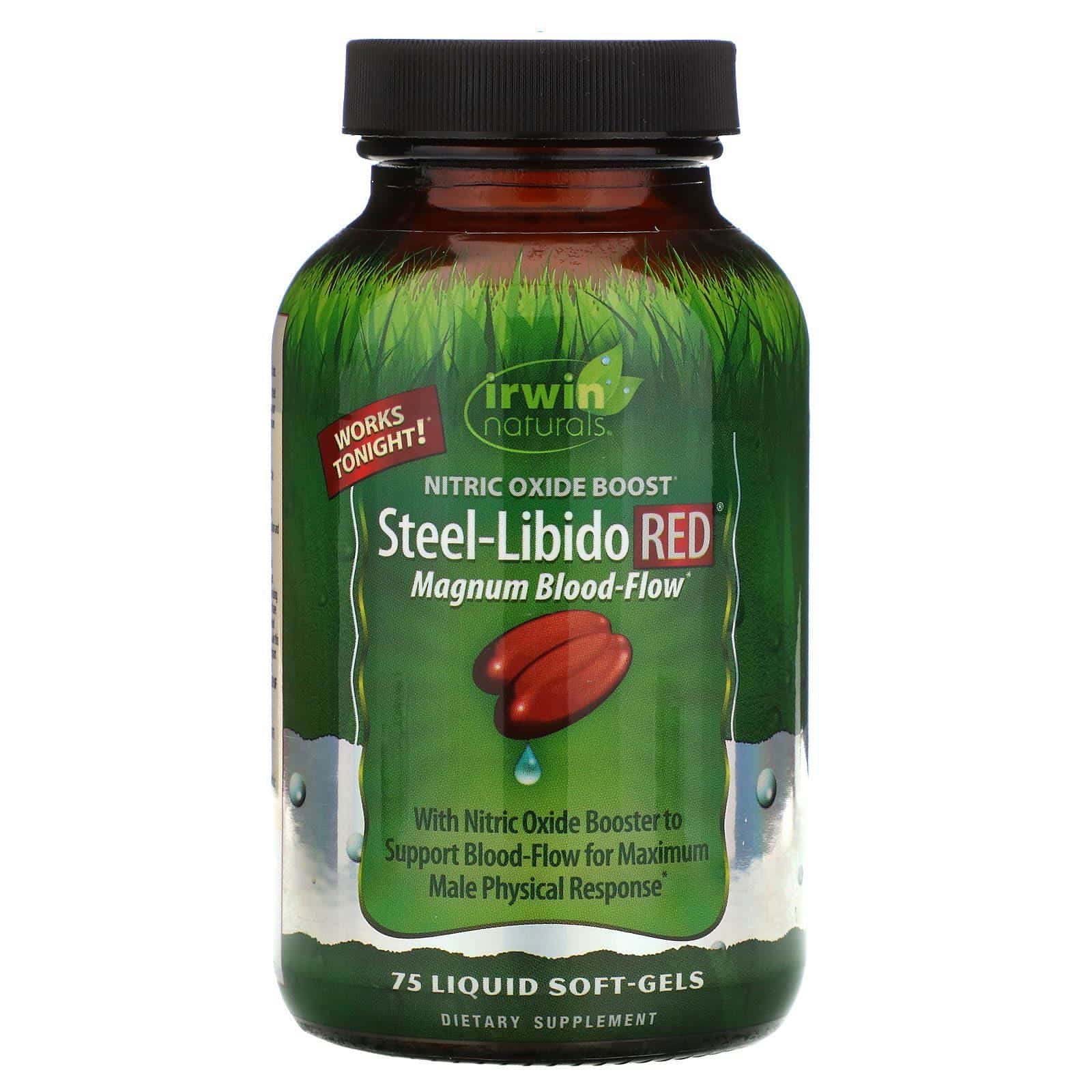 Irwin Naturals, Steel-Libido Rojo, 75 Pastillas Blandas de Gel Líquidas