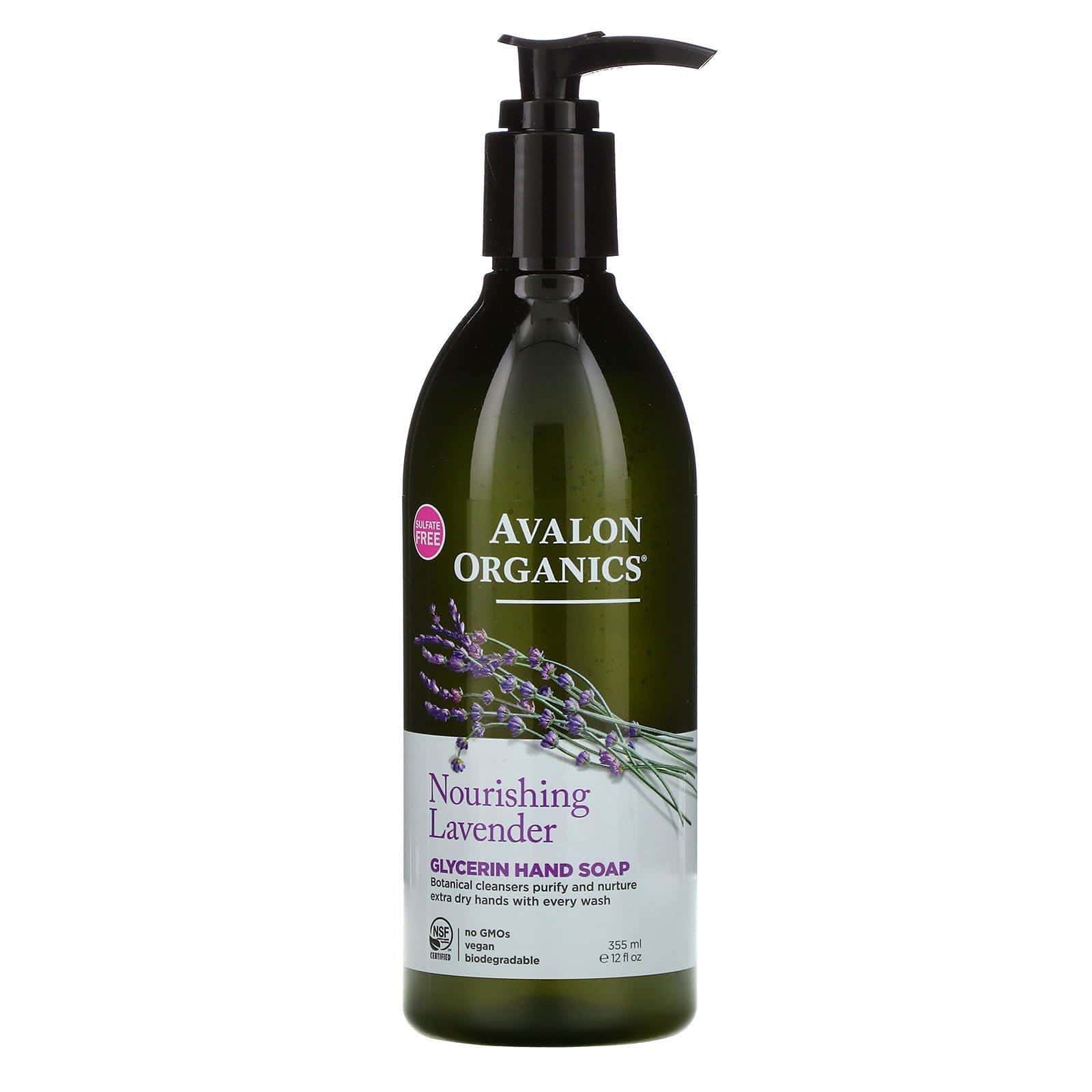 Avalon Organics, Jabón de glicerina para manos, lavanda nutritiva, 12 oz fl (355 ml)