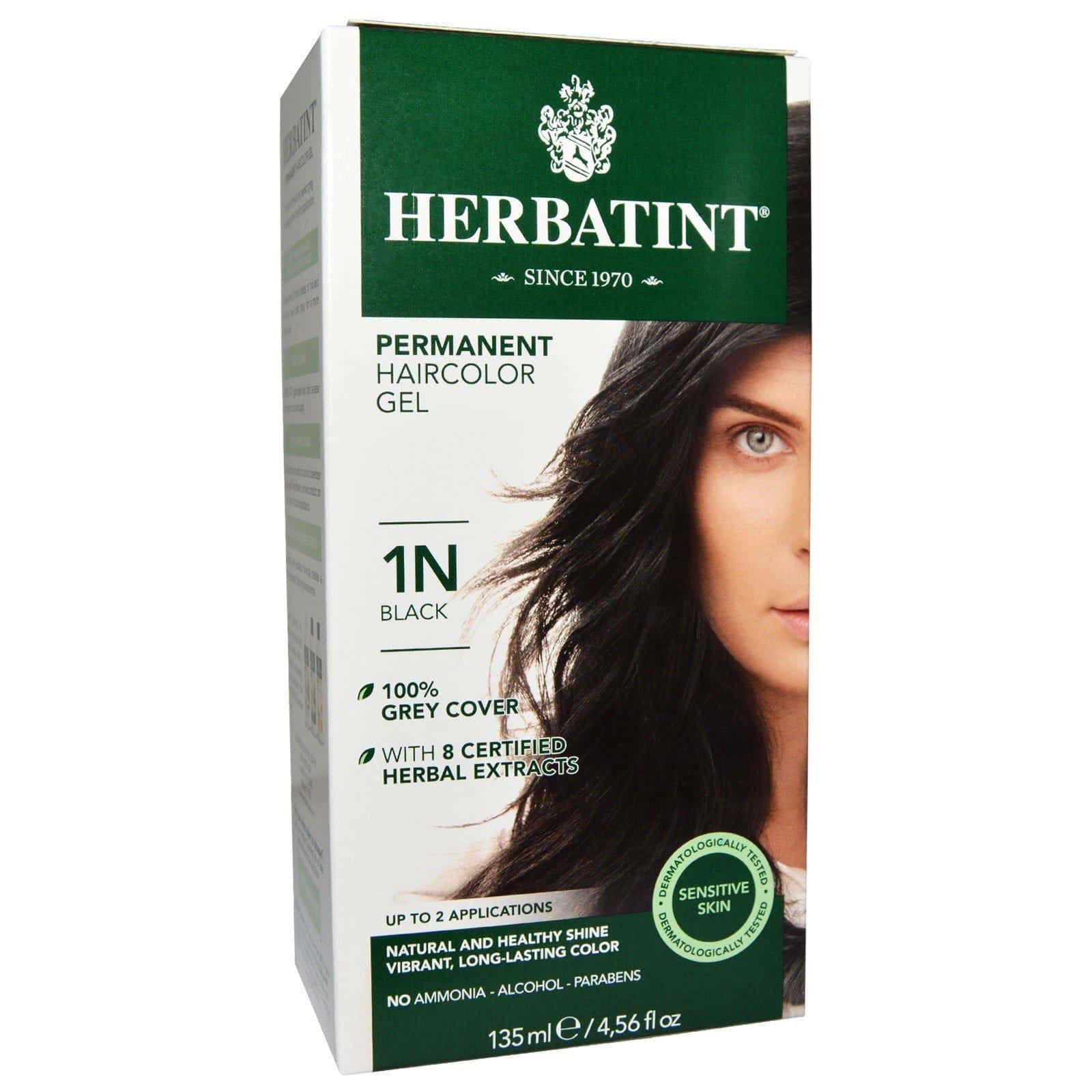 Herbatint, Gel de Tinte para el Cabello Permanente, 1N, Black, 4.56 fl oz (135 ml)