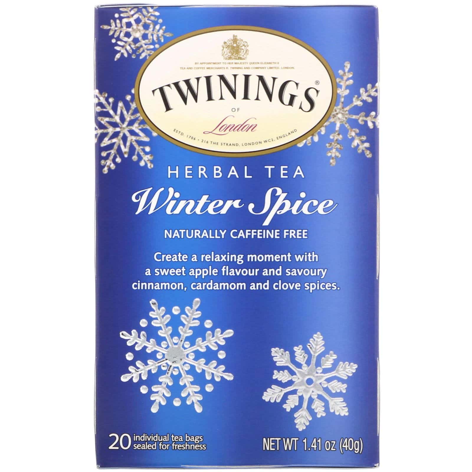 Twinings, Té de hierbas, Winter Spice, sin cafeína, 20 saquitos de té, 40 g (1,41 oz)