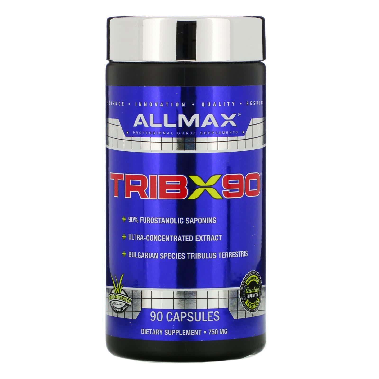 ALLMAX Nutrition, TribX90, Tribulus búlgaro ultraconcentrado, 90 % de saponinas furostanólicas, 750 mg, 90 cápsulas