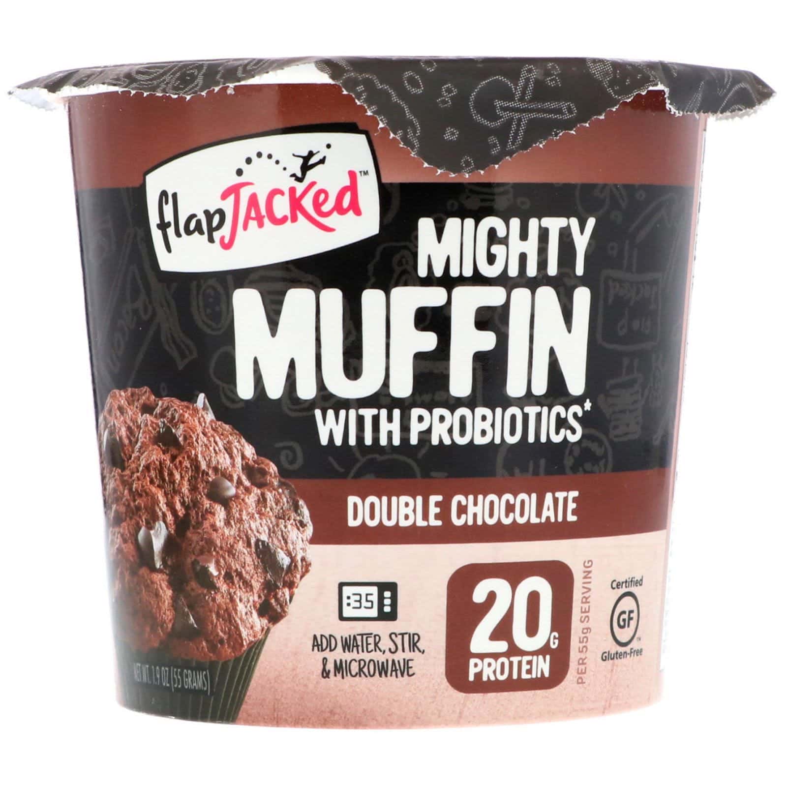 FlapJacked, Mighty Muffin con probióticos, doble chocolate, 1.94 oz (55 g)