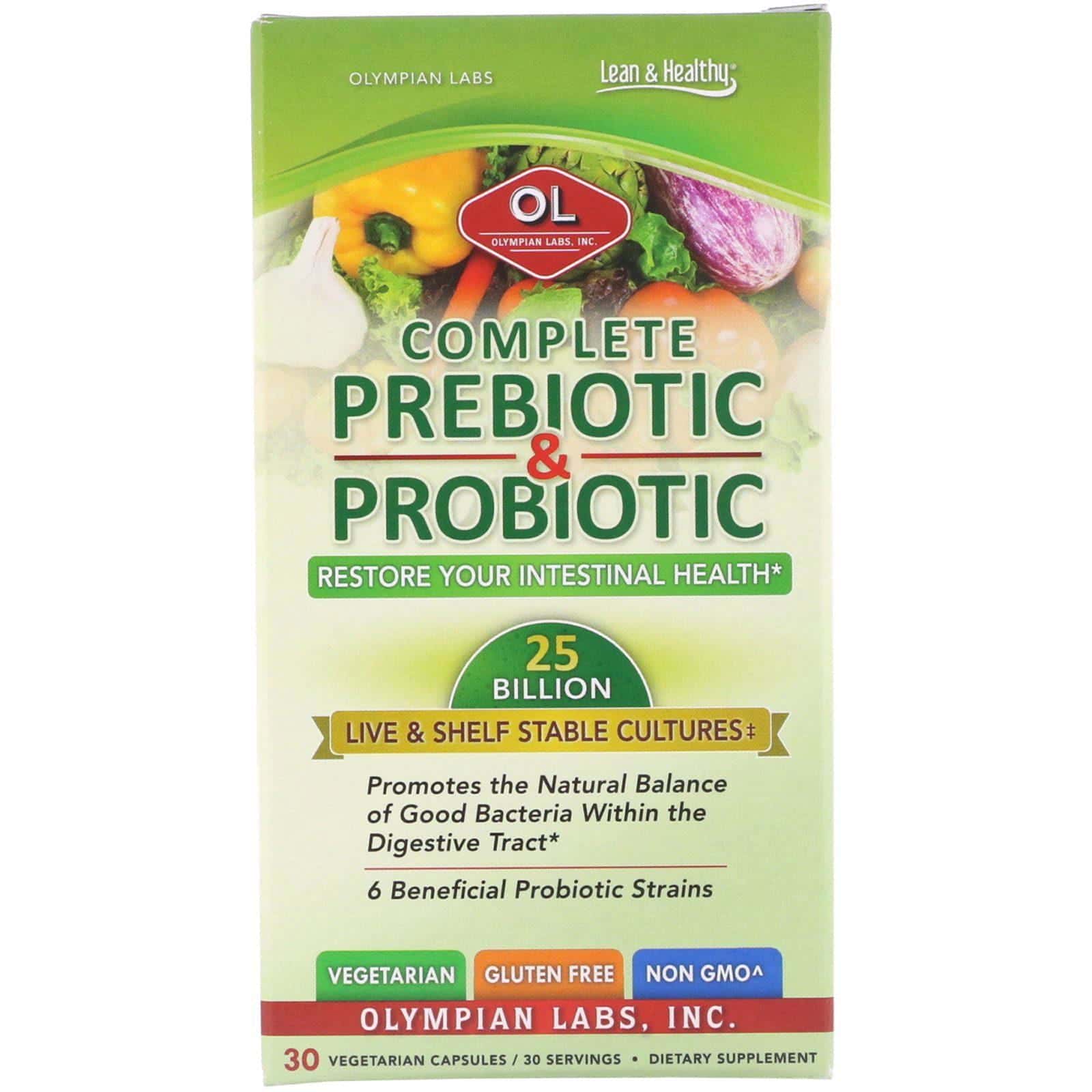 Olympian Labs, Complete Prebiotic & Probiotic, 30 cápsulas vegetarianas