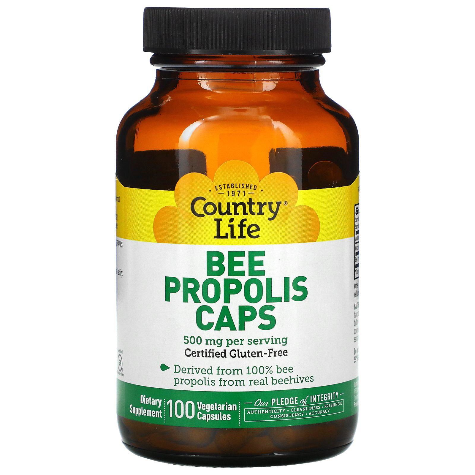 Country Life, Cápsulas de Propóleo de Abejas, 500 mg, 100 Cápsulas vegetales