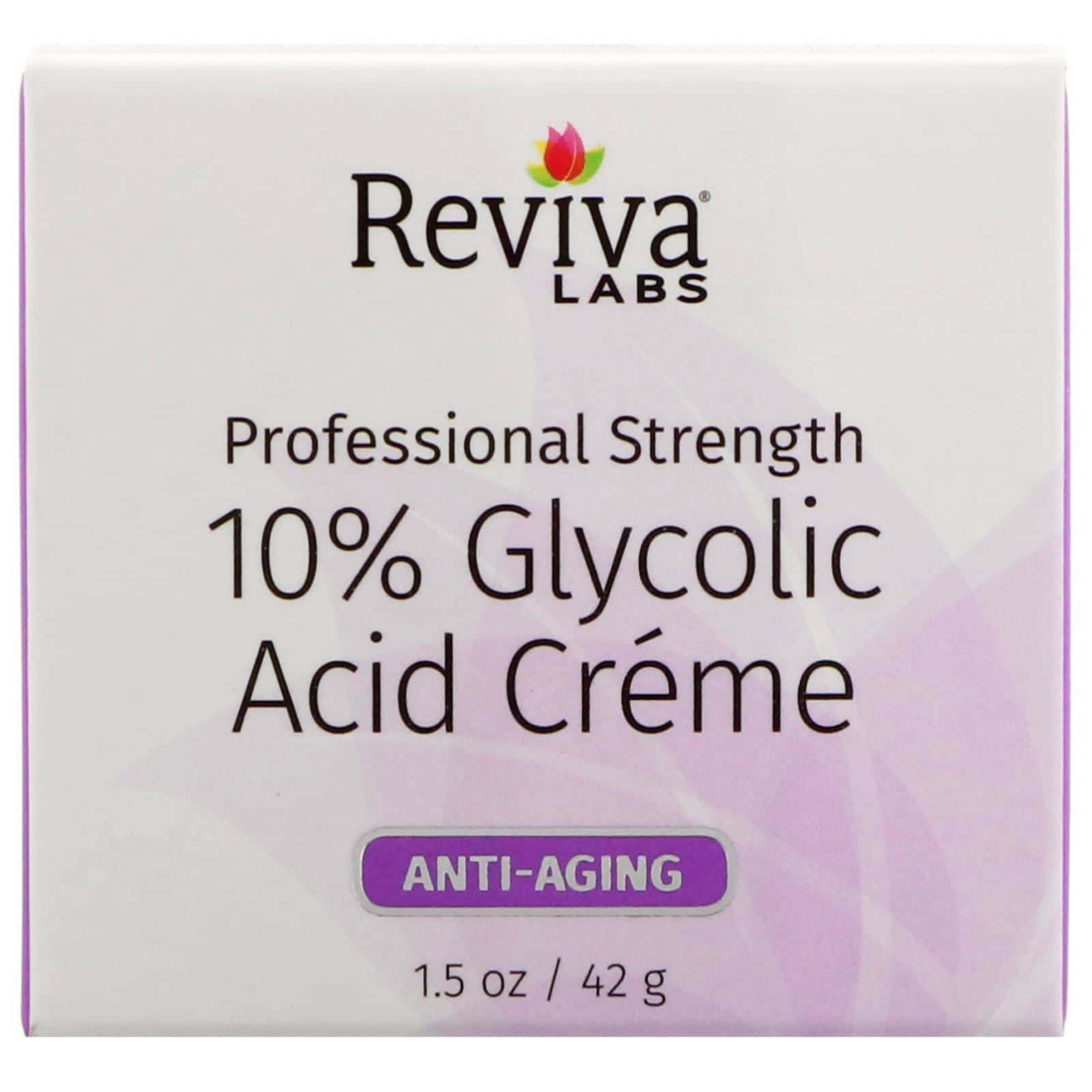 Reviva Labs, Crema con 10 % de ácido glicólico, Antienvejecimiento, 42 g (1,5 oz)