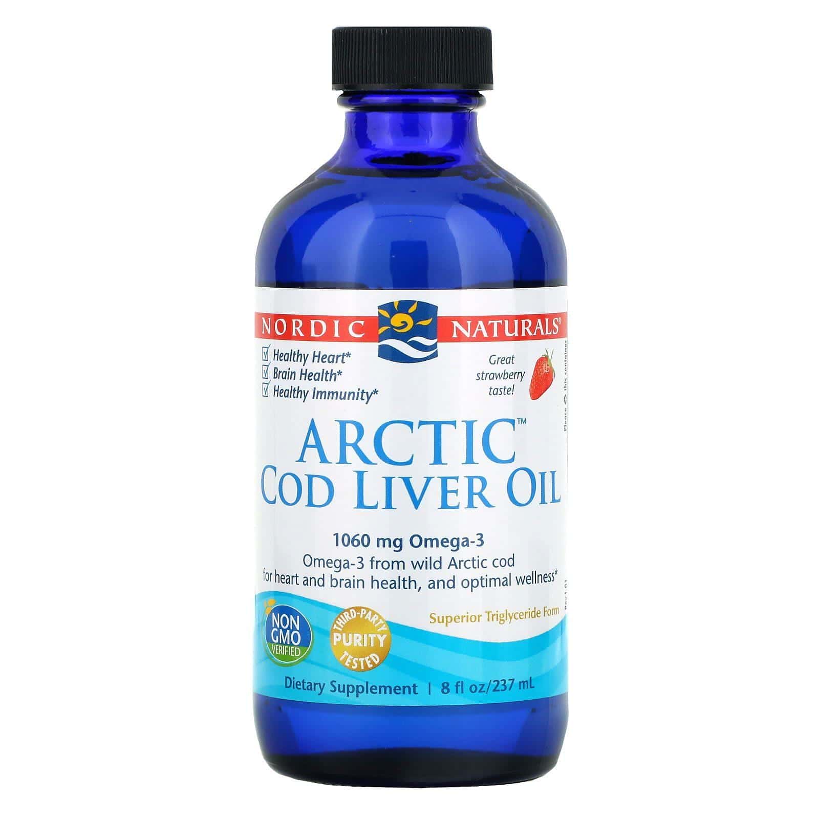 Nordic Naturals, Aceite de Hígado de Bacalao Artico, Fresa, 8 fl oz (237 ml)