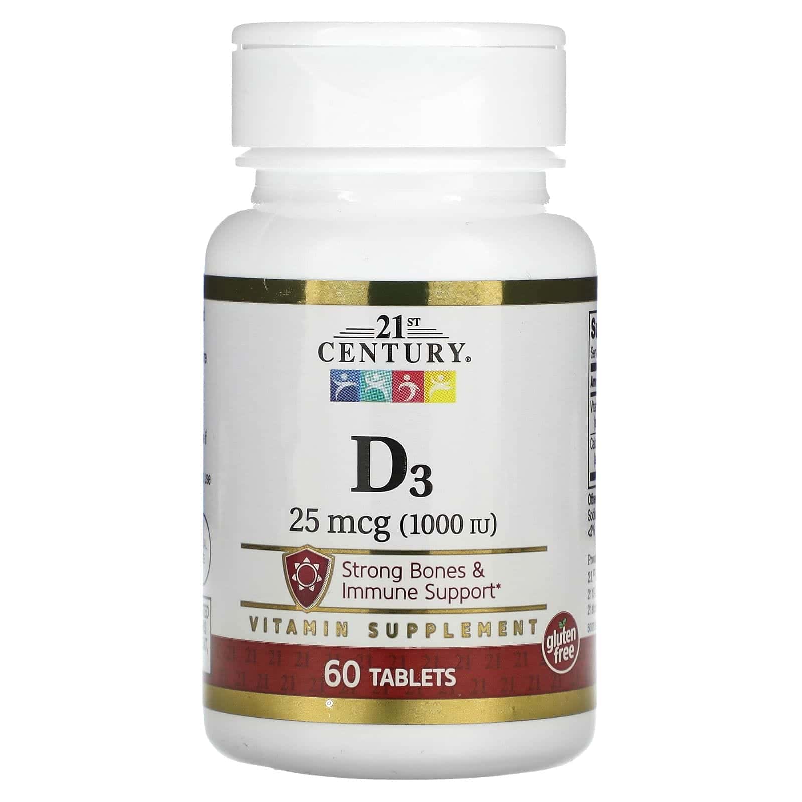 21st Century, D3, 25 mcg (1000 UI), 60 comprimidos