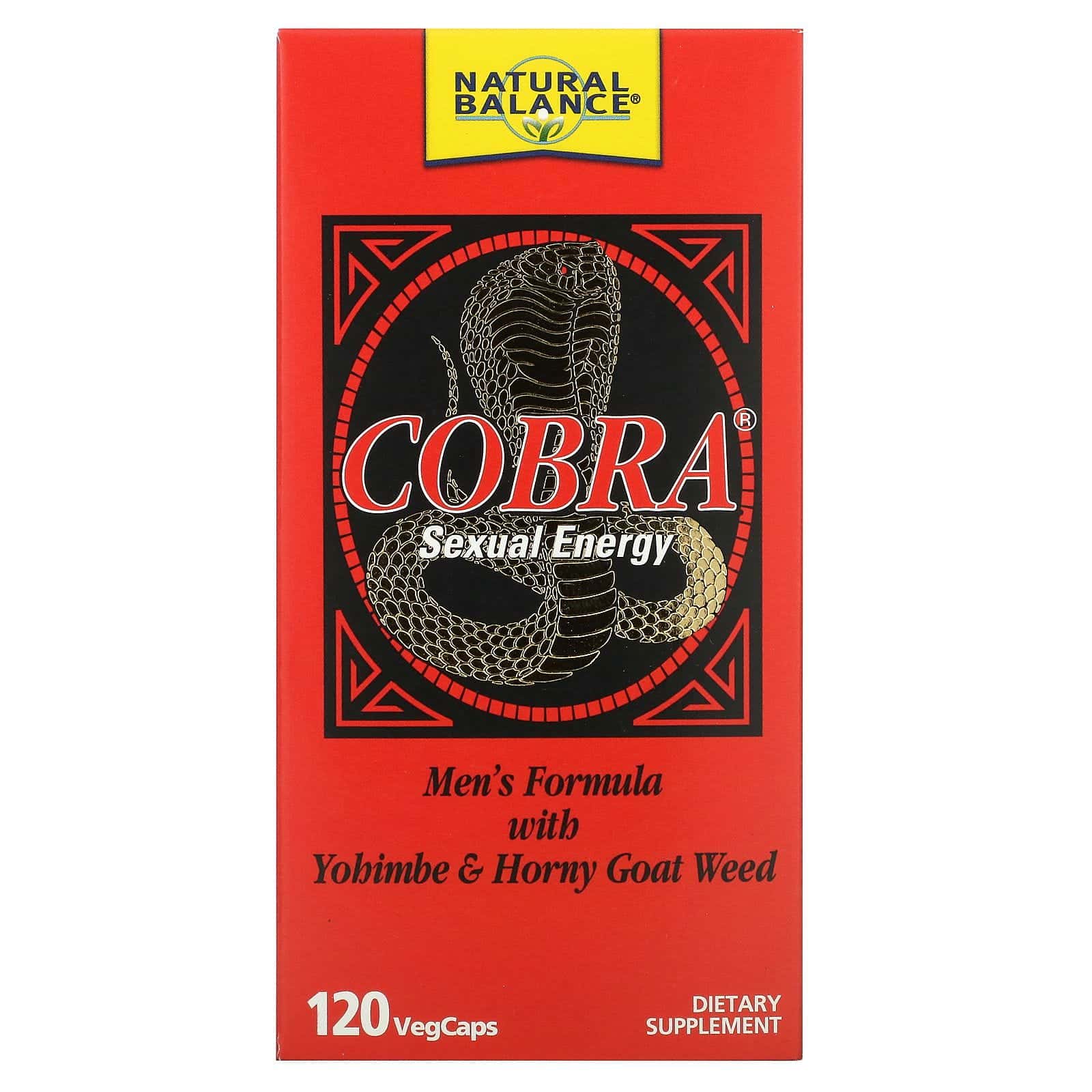 Natural Balance, Cobra para la energía sexual con yohimbe y hierba de cabra en celo, 120 cápsulas vegetales