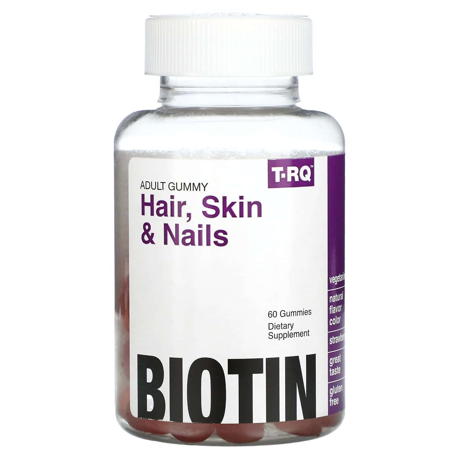 T-RQ, Gomitas para adultos, Cabello, piel y uñas, Fresa, 60 gomitas