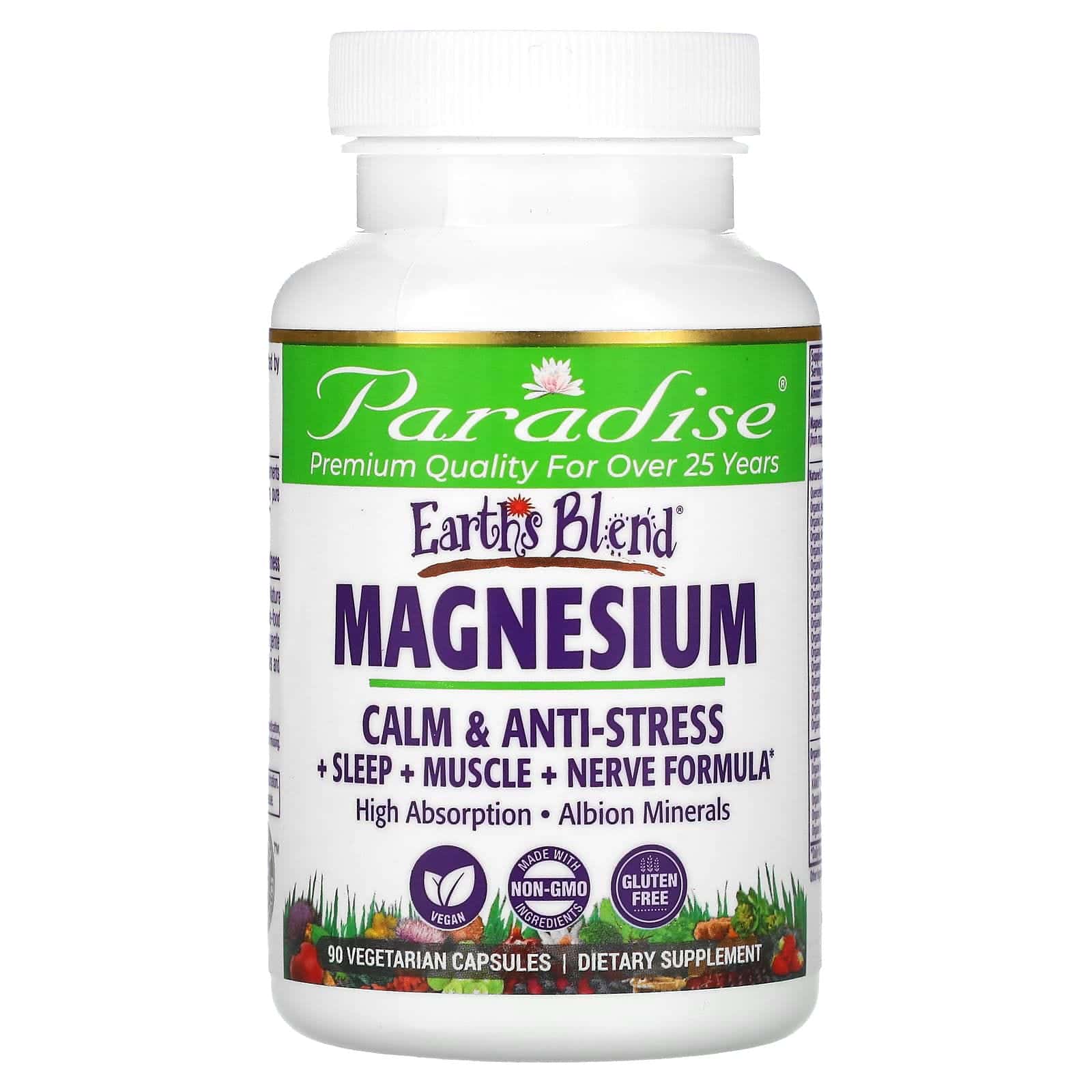 Paradise Herbs, Earth's Blend, Magnesio, 90 cápsulas vegetales
