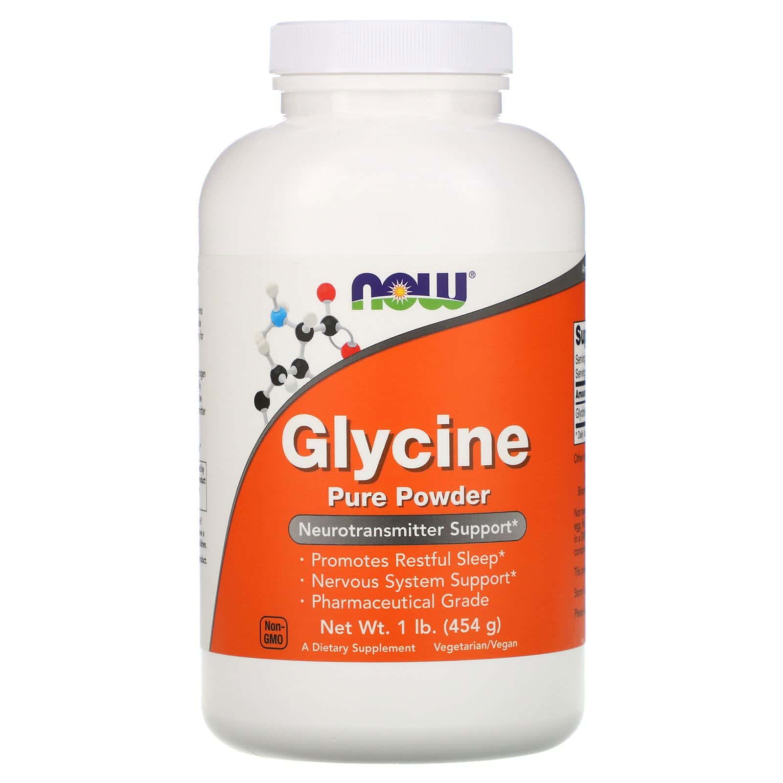 Now Foods, 100% Polvo Puro de Glicina, 1 lb (454 g)