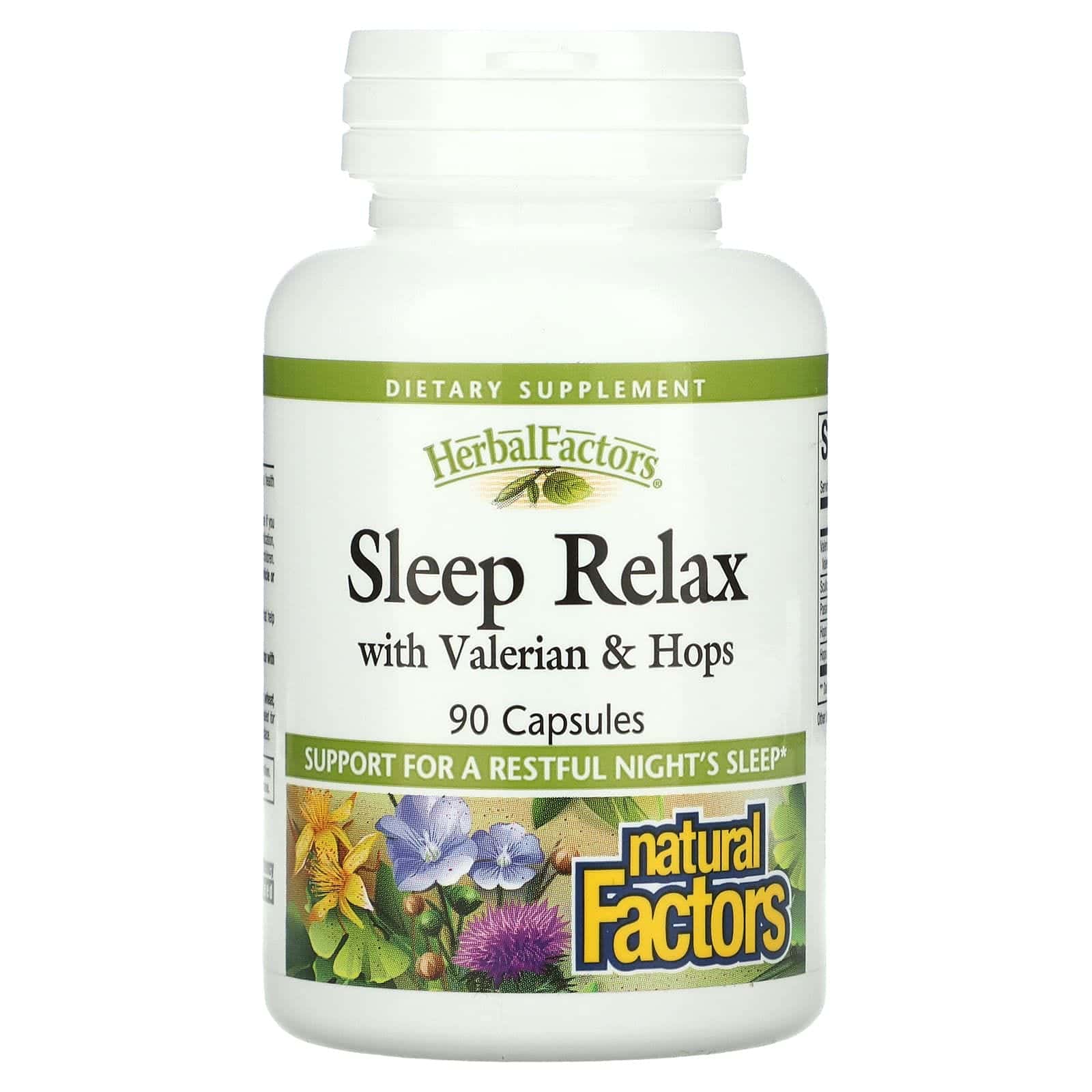 Natural Factors, Sleep Relax con valeriana y lúpulo, 90 cápsulas
