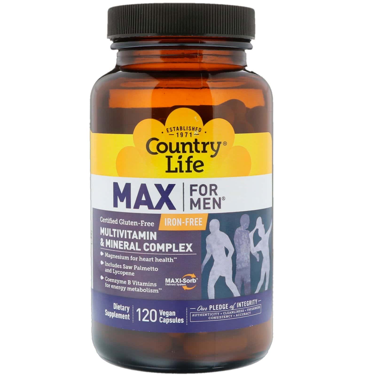 Country Life, Max for Men, Multivitamin & Mineral, Iron-Free (Multi-Vitaminas y Minerales, Sin Hierro), 120 Cápsulas Vegetales