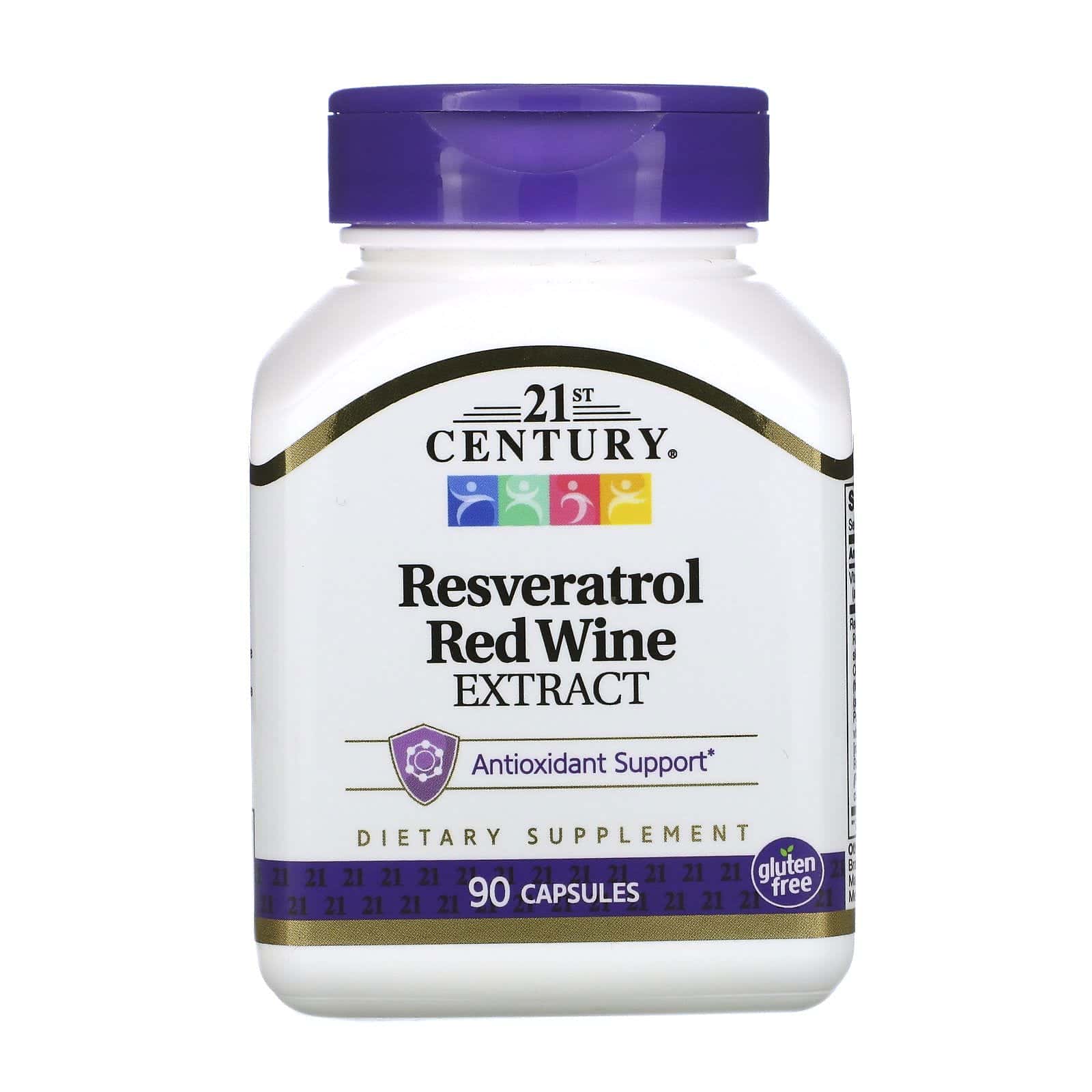 21st Century, Resveratrol y extracto de vino tinto, 90 cápsulas