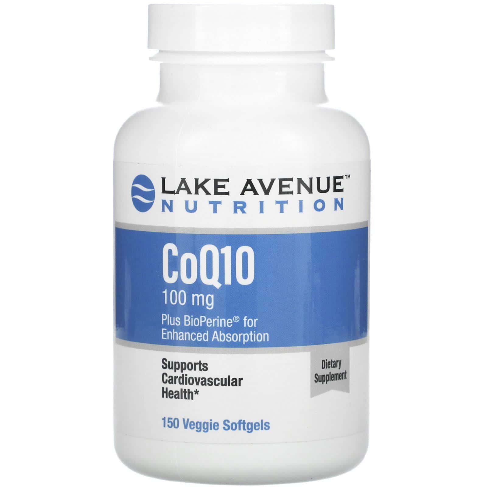Lake Avenue Nutrition, CoQ10 con BioPerine, 100 mg, 150 cápsulas blandas vegetales