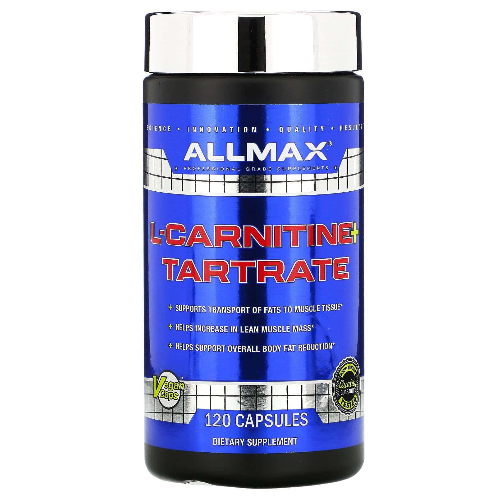 ALLMAX Nutrition, L-carnitina más tartrato, 120 Cápsulas