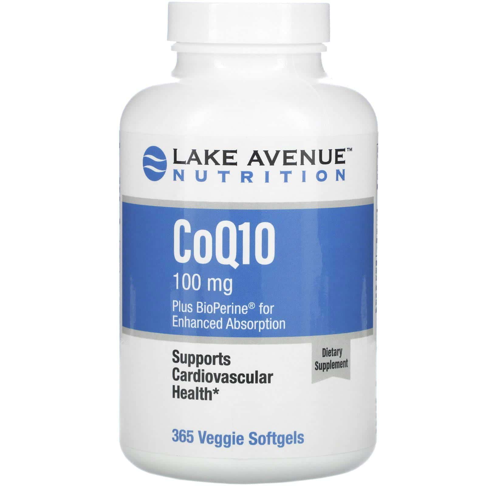 Lake Avenue Nutrition, CoQ10 con BioPerine, 100 mg, 365 cápsulas blandas vegetales
