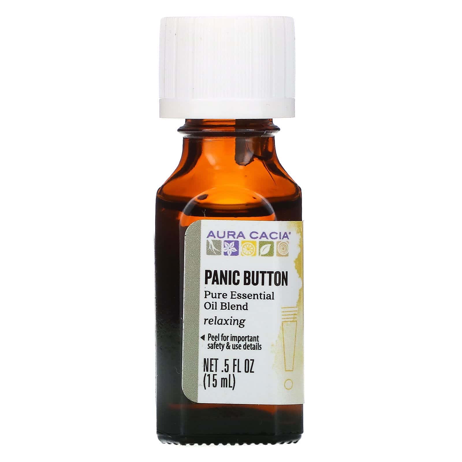 Aura Cacia, Mezcla de aceites esenciales puros, Botón antipánico 15 ml (0,5 oz. líq.)