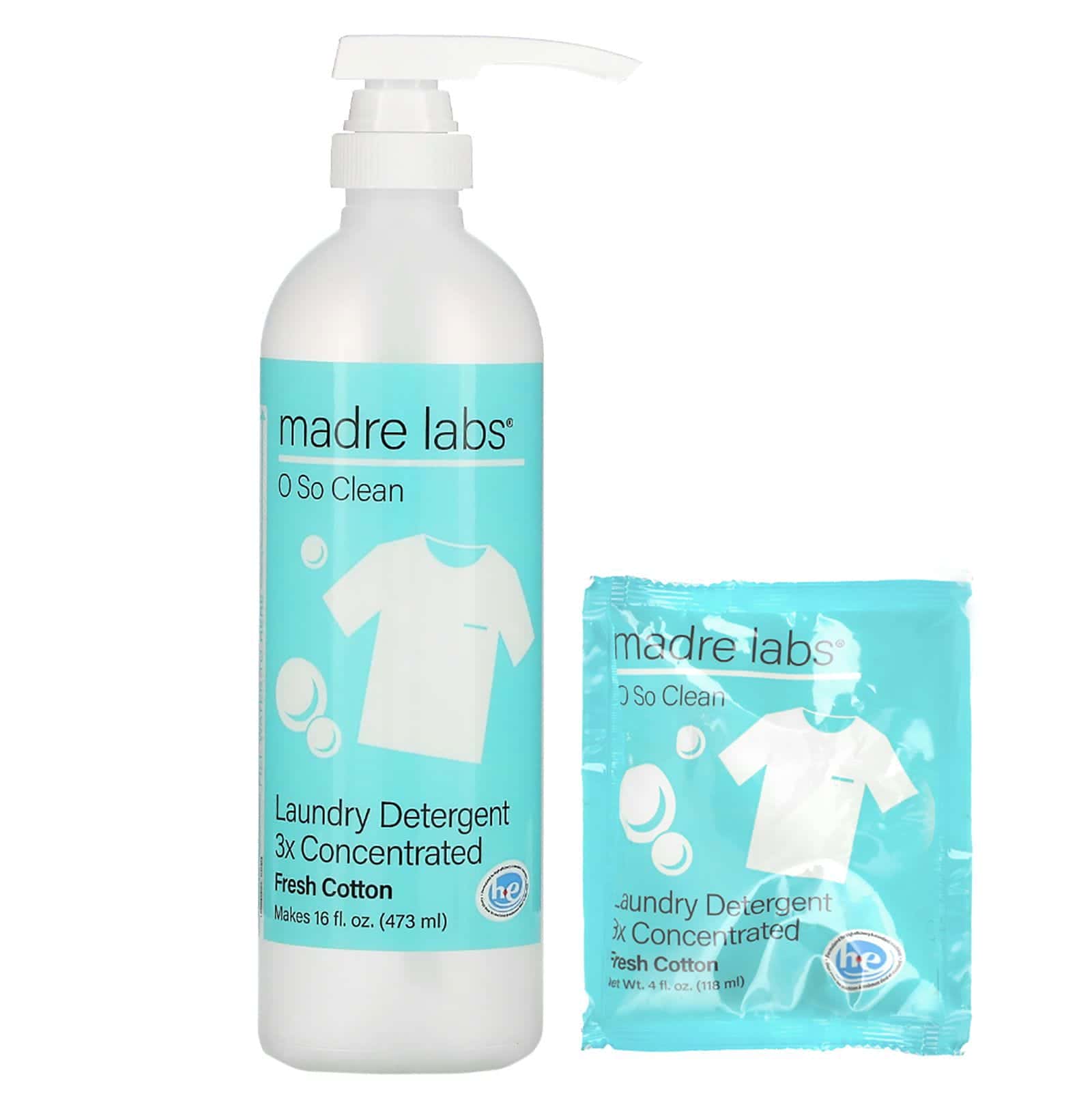 Madre Labs, Detergente para la ropa, Triple concentración, Algodón fresco, 1 sobre, 118 ml (4 oz. líq.)