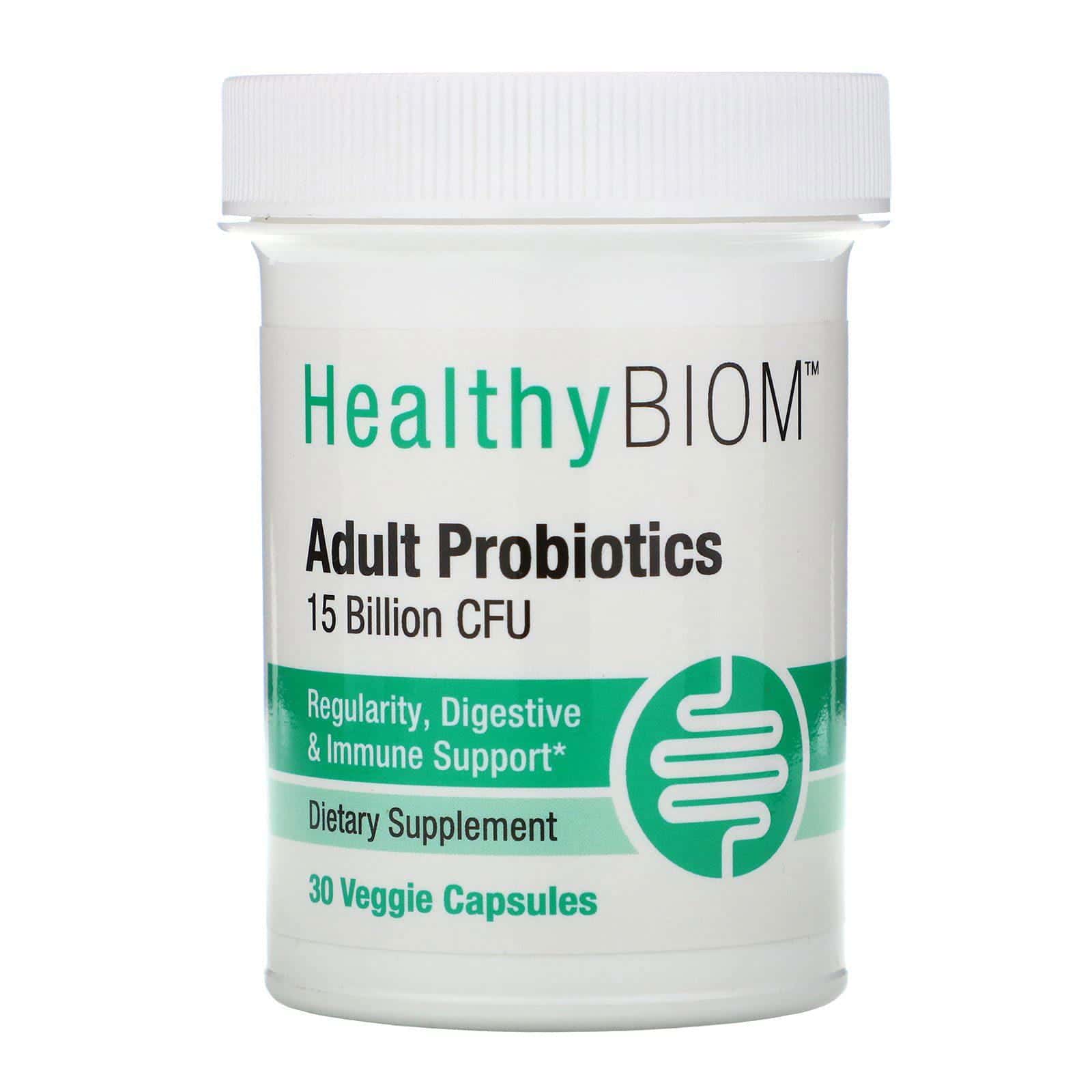HealthyBiom, Probióticos para adultos, 15.000 millones de UFC, 30 cápsulas vegetales