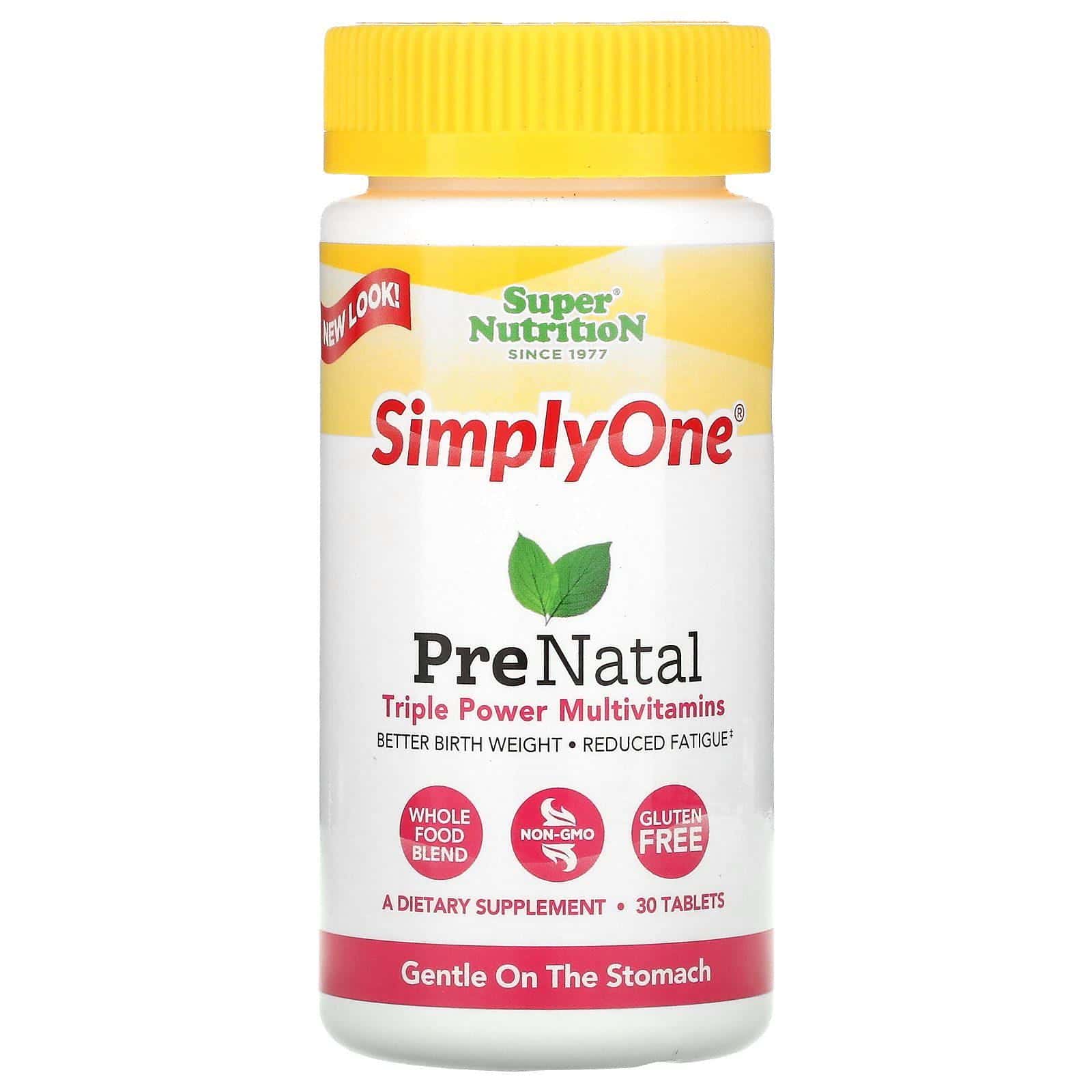 Super Nutrition, SimplyOne, Prenatal, Suplemento multivitamínico de triple acción, 30 comprimidos